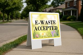 E-Waste Accepted Spring Flowers Yellow Field A-Frame Double Sided 23x23 in. sign