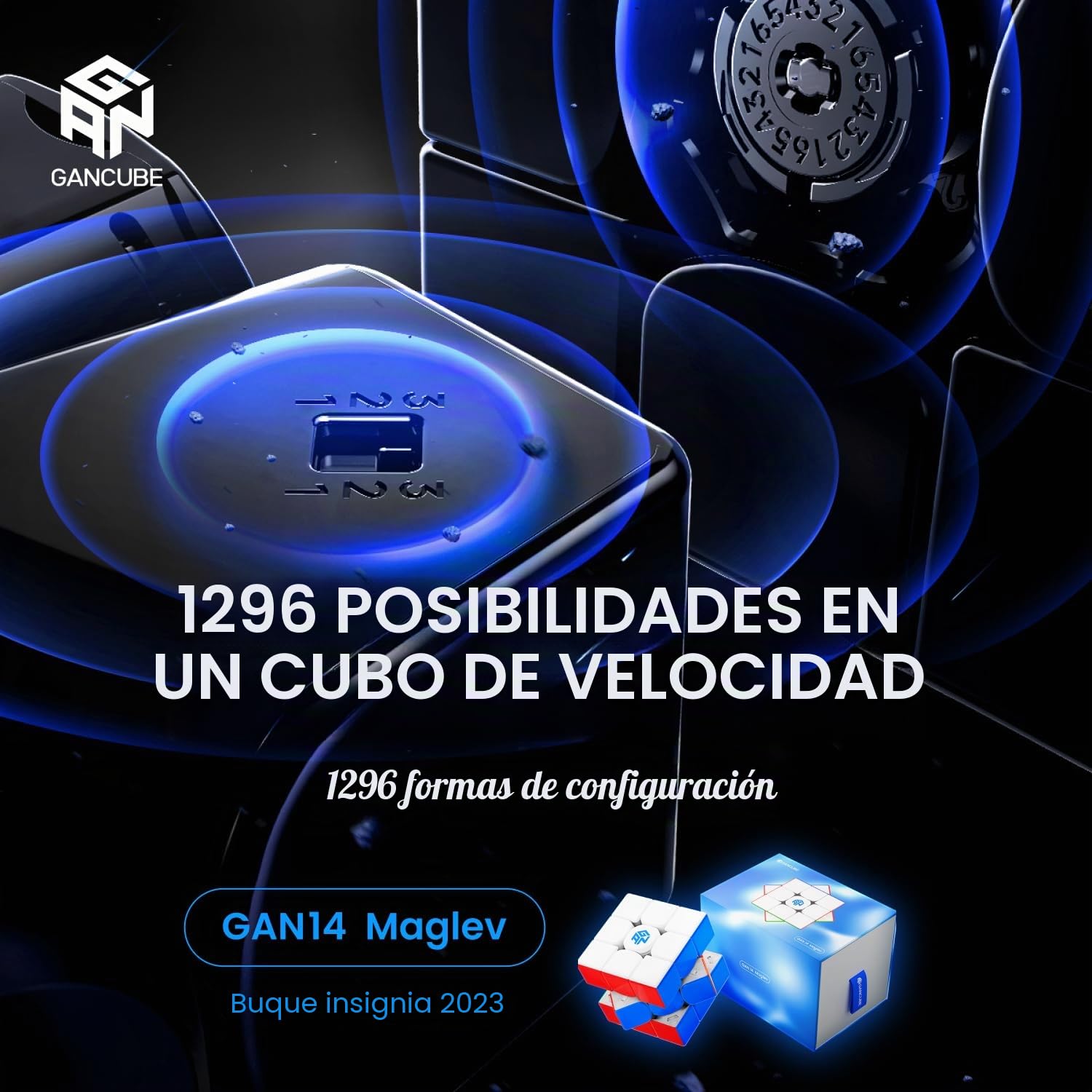GAN 14 Maglev Frost, Cubo Magnético Ajustable Speed Cube 3x3 - Stickerless Elasticidad Ajustable Imanes Cubo Mágico Juguete Rompecabezas (2023 Flagship)