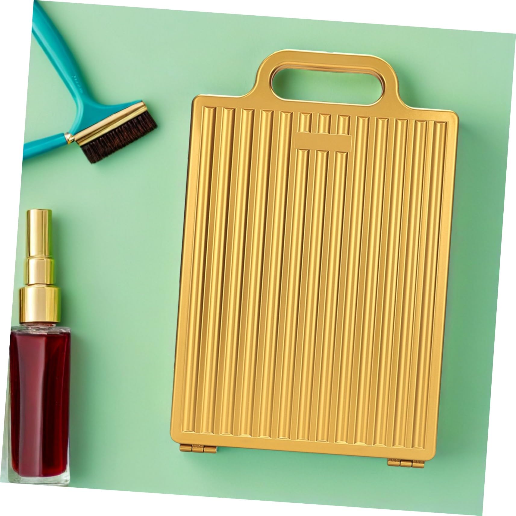 Klappbarer doppelseitiger Friseurspiegel Gold Tragbarer Handspiegel mit Präziser Abbildung Leichtes Robustes Design für Hairstyling Rasur Make-up für Friseure und Reisen