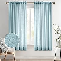 Vista 48 de Melodieux Cortinas semitraslúcidas blancas de 24 pulgadas de largo para cocina, cafetería, dormitorio, ventanas pequeñas, con bolsillo para barra