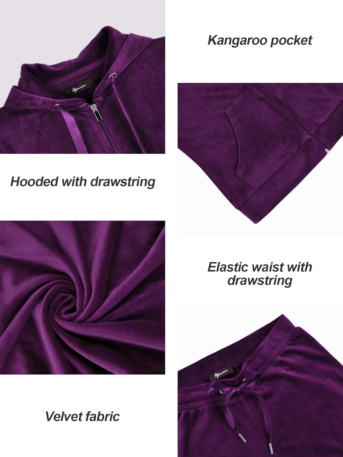 MessBebe Womens Sports Outfits Set 2 Piece Tracksuits for Women Workout Sweatsuits Long Sleeve Hoodie Sweatshirt Pants - Image 5