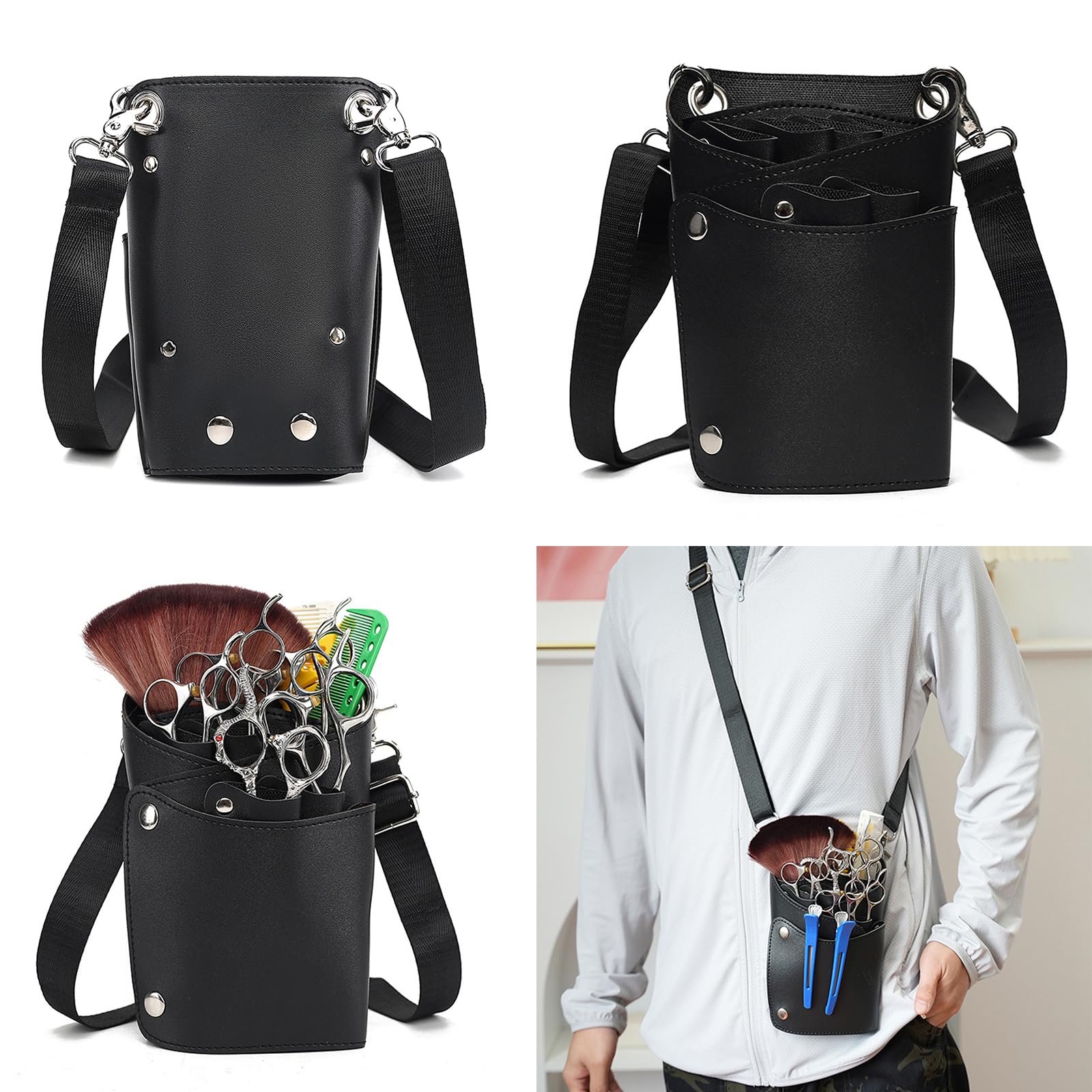 Scissors Salon Barber Hairdressing Scissor Bag Holder Hair Stylist Tool Waist Bag Convenient, Black - Image 2