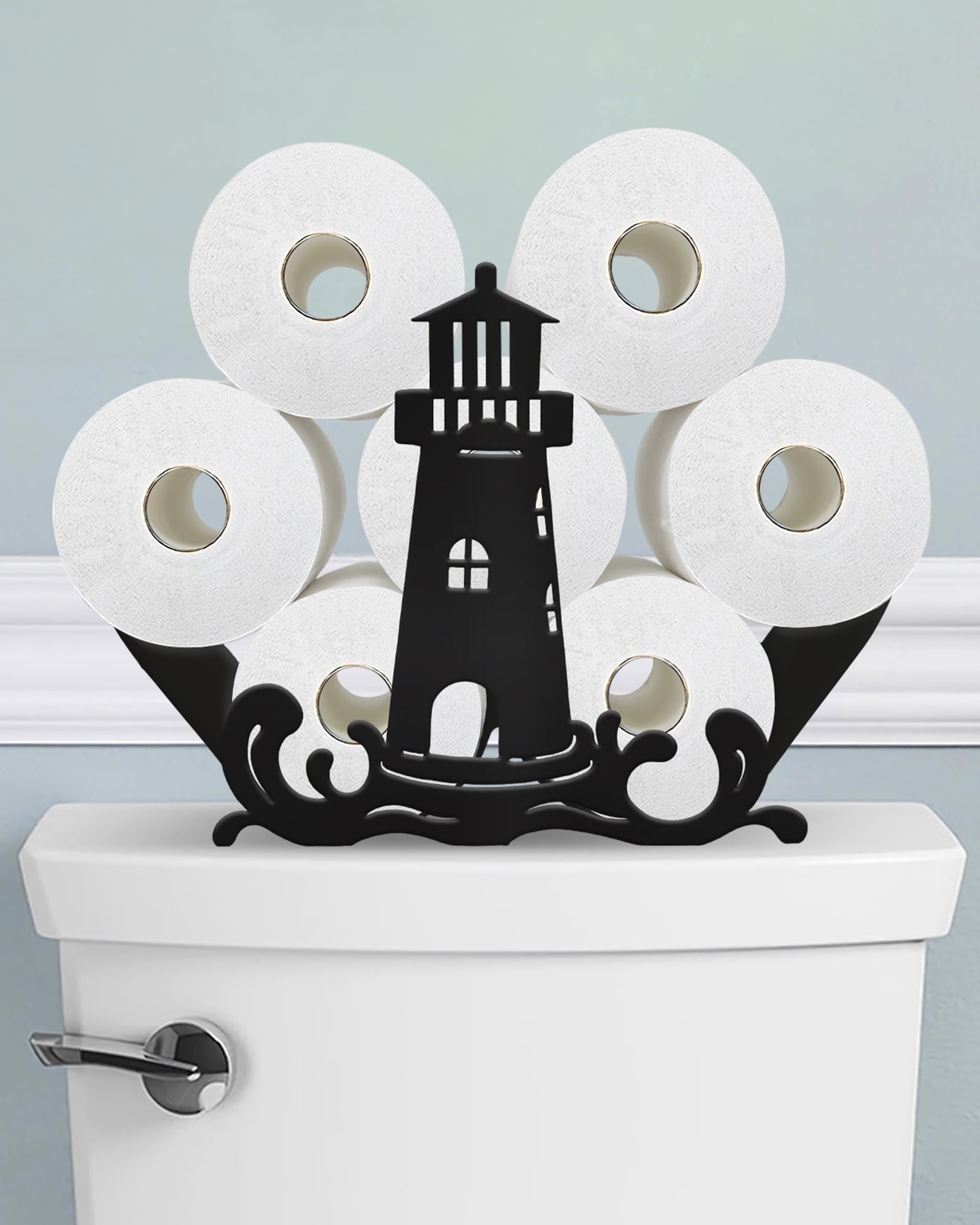 Wigag Lighthouse Toilet Paper Holder for Extra 8 Rolls, Wall Mounted Decorative Toilet Paper Storage, Farmhouse Bathroom, Unique Decoration, Free Standing — image 1