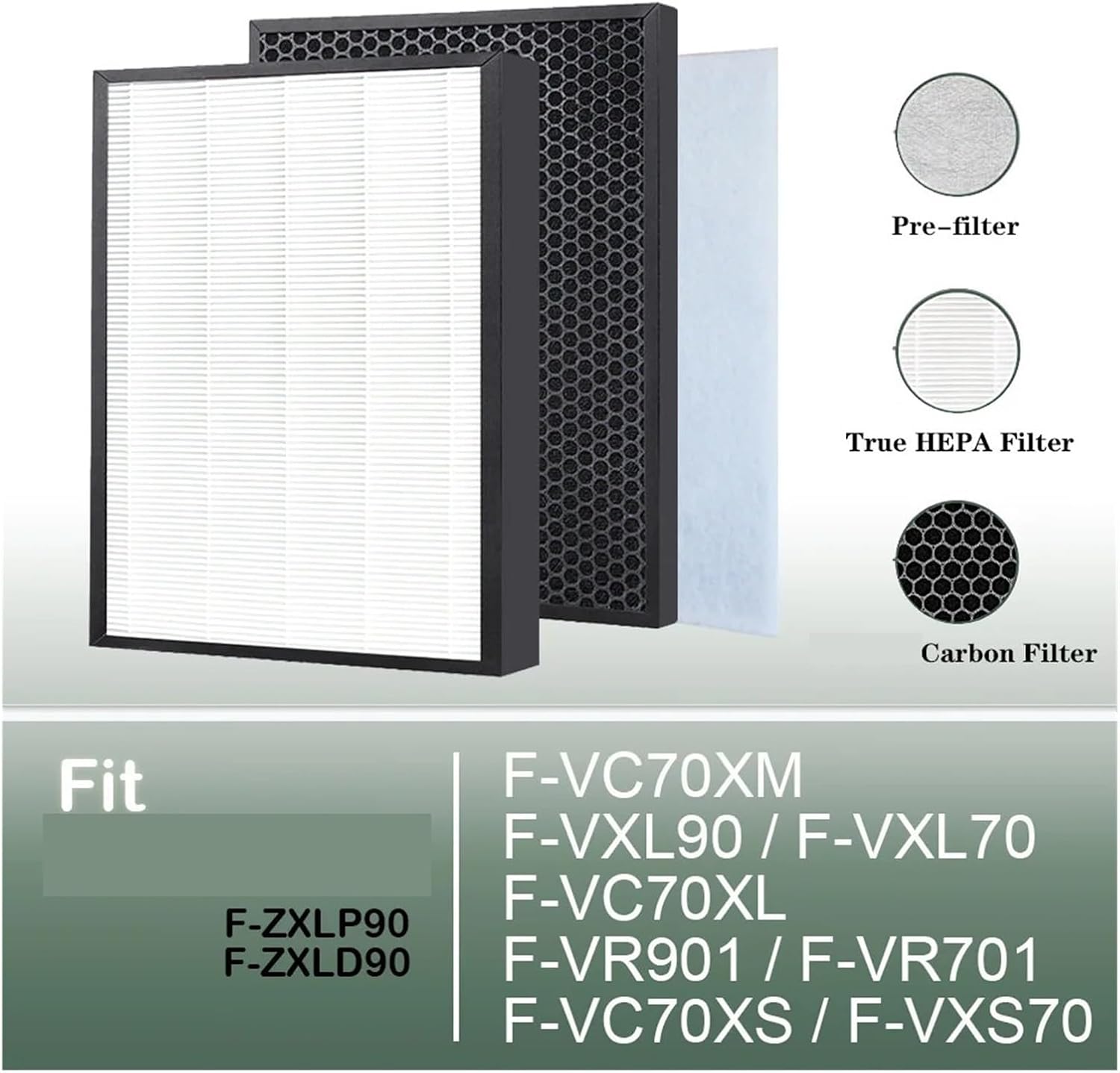 Compatible For Panasonic，F-VC70XM F-VXL90 F-VXL70 F-VC70XL F-VR901 F-VR701 F-VC70XS F-VXS70，Air Purifier Filter Cartridge Parts