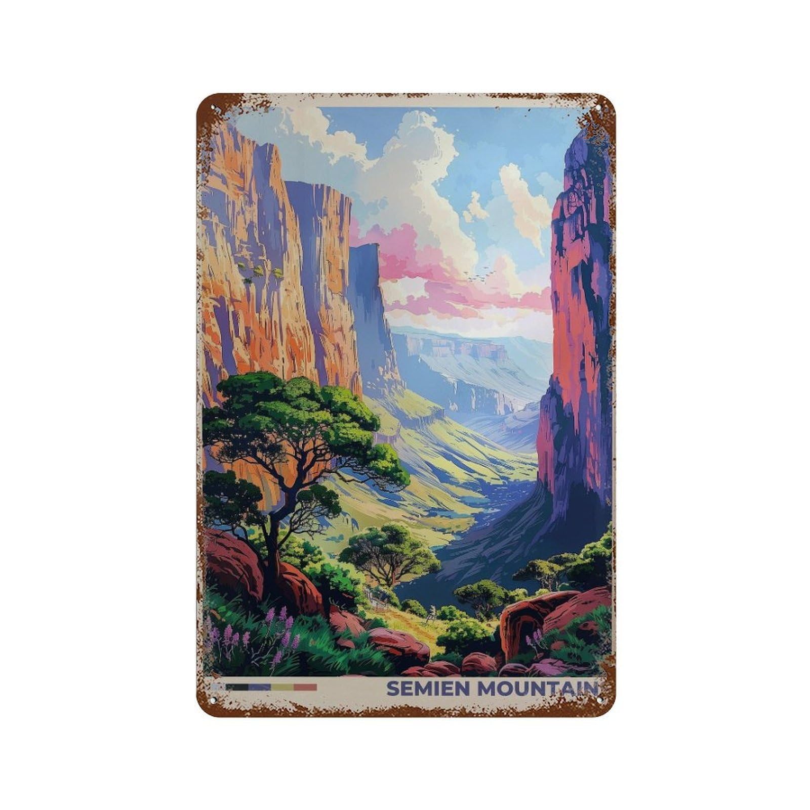 xiaoxiaoshen Semien Mountains Ethiopia Travel Landscape Wall Decor Art Metal Tin Poster Modern Home Decor Art Home Bar Shop Decorations Vintage Sign 30x20cm