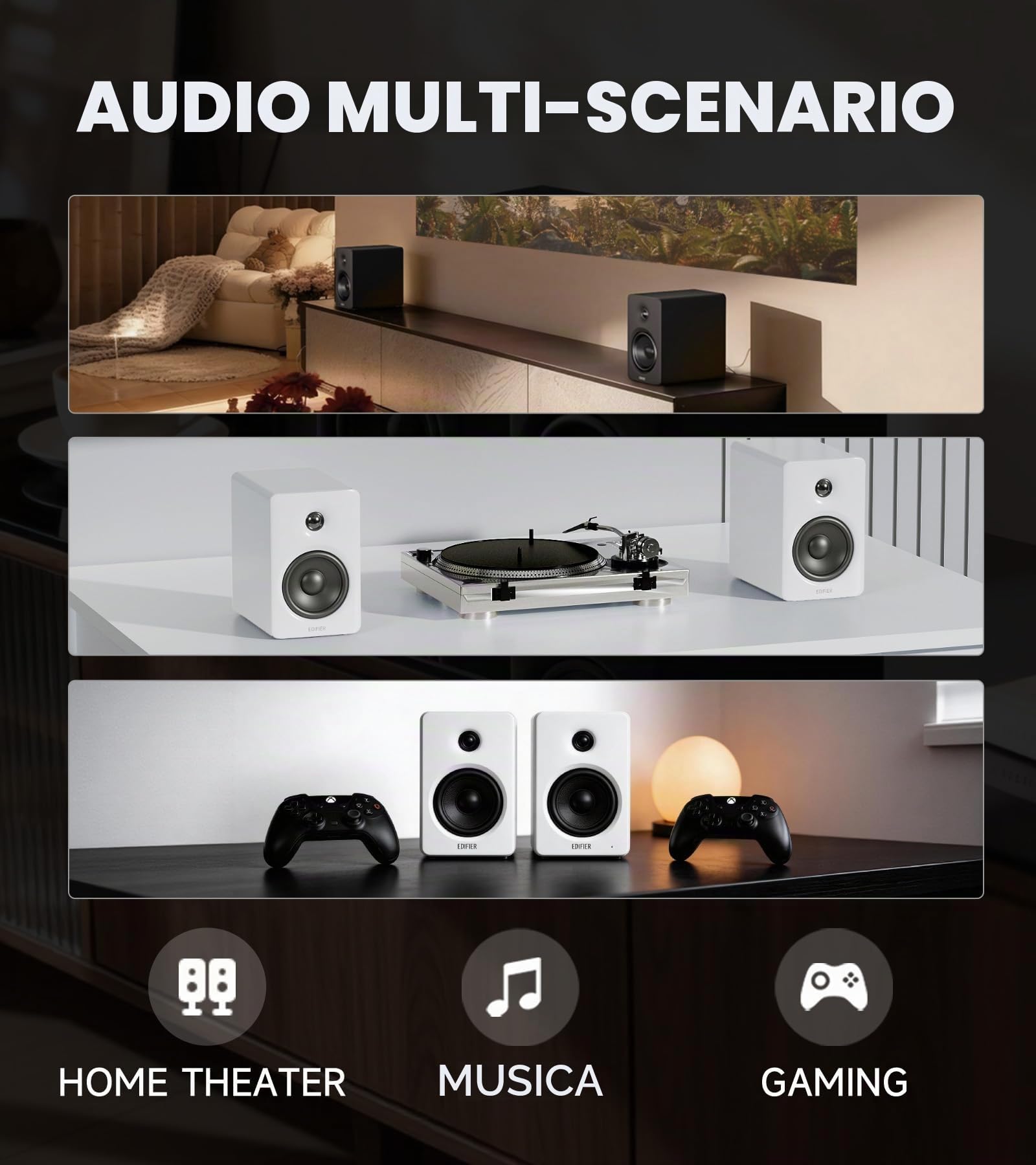Edifier Altoparlanti per computer M90, altoparlanti da scrivania RMS da 100 W, audio ad alta risoluzione, LDAC, altoparlante compatto Bluetooth 6.0, ingresso HDMI eARC/ottico/USB-C/AUX, altoparlanti