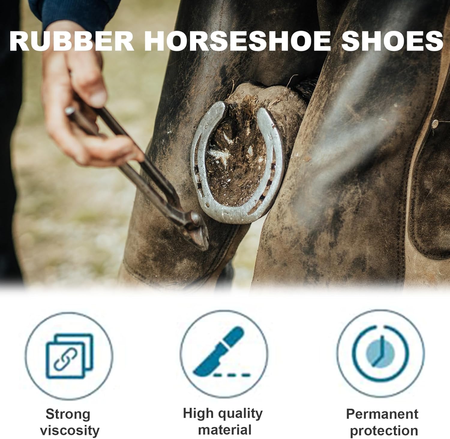 1 Pair Hoof Boots for Horses Rubber Protective Sturdy Horse Hoof Boots Portable Thick for Wound Management and Laminitis Abscess, M