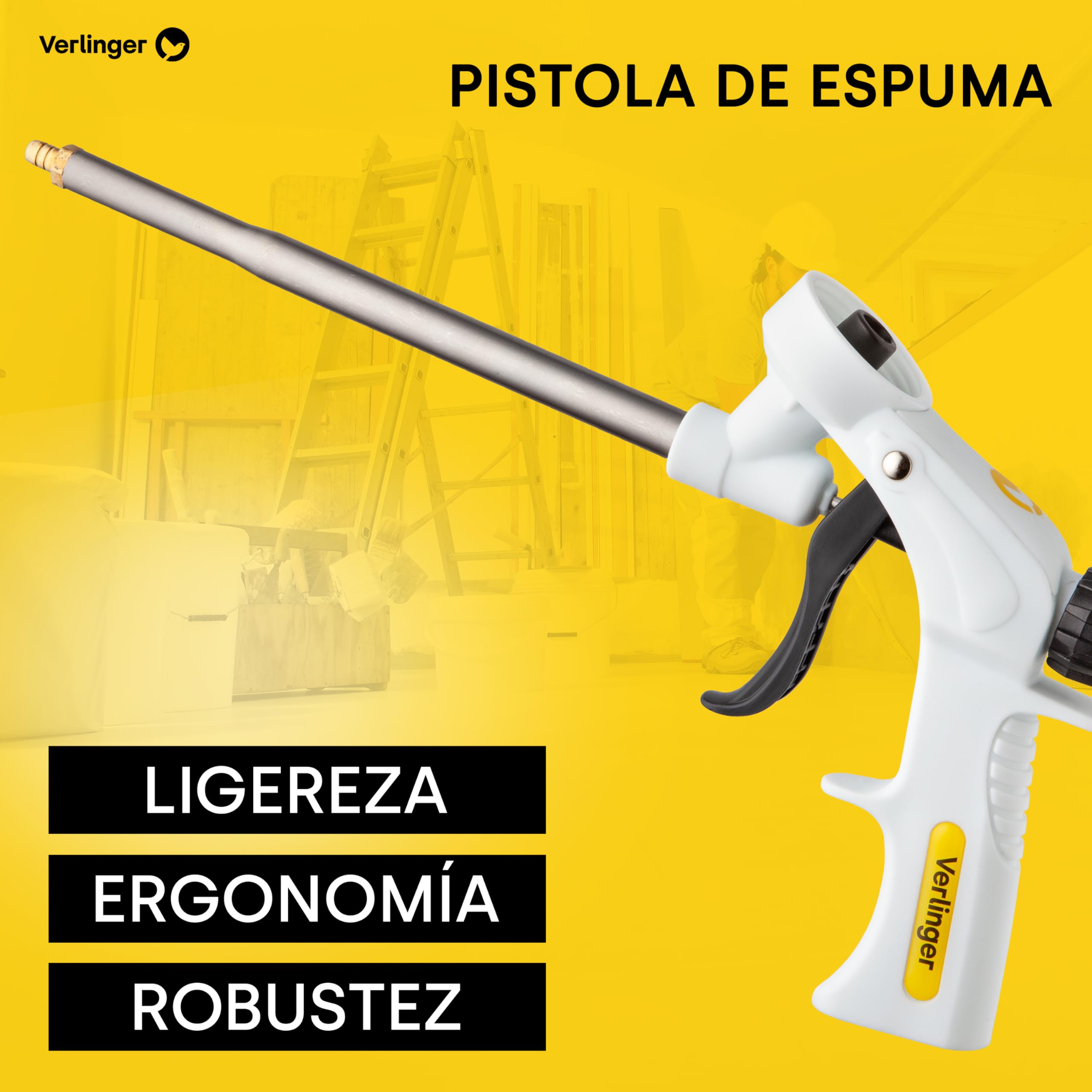 Pistola De Espuma De Poliuretano Pistola Resistente Aplicadora De Espuma Pu Pistola De Aplicación Para Espuma De Construcción Y Adhesivos Herramienta De Calafateo Blanco