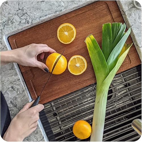 Miniatura 4 de ZEEK Fregadero de cocina con estación de trabajo de 32 pulgadas, color negro, calibre 16, acero inoxidable, doble cuenco 5050 con accesorios