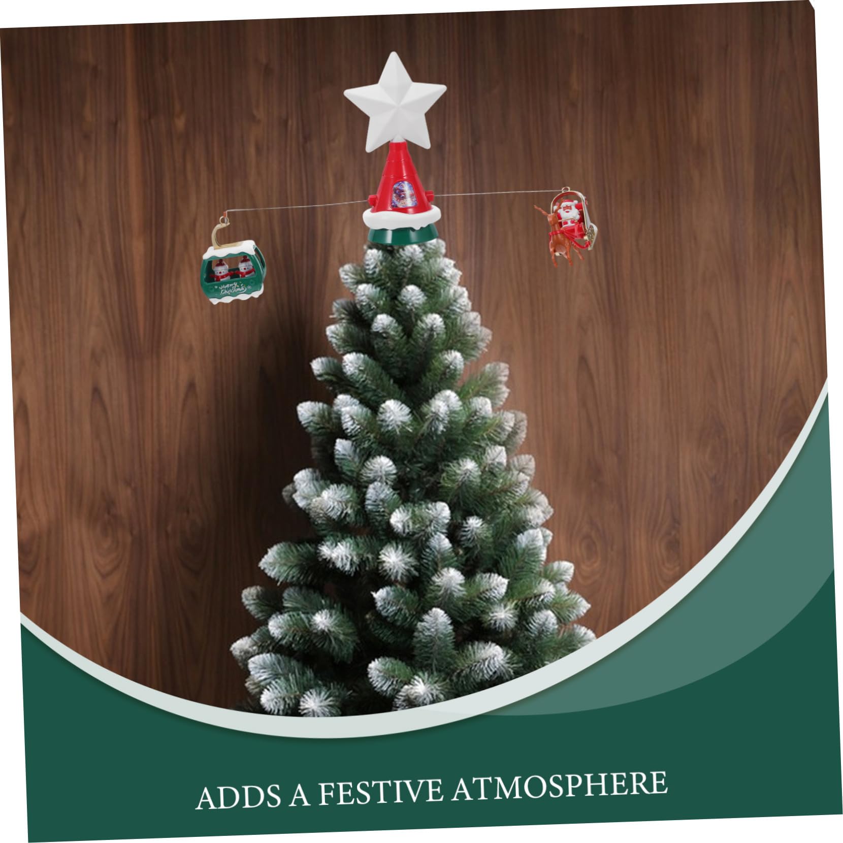 NUOBESTY Puntale Stella Albero di Natale LED Rotante con Slitta di Babbo Natale e Pupazzi di Stella Illuminata per Albero Decorazione Musicale per Festa Natalizia all Aperto e Casa