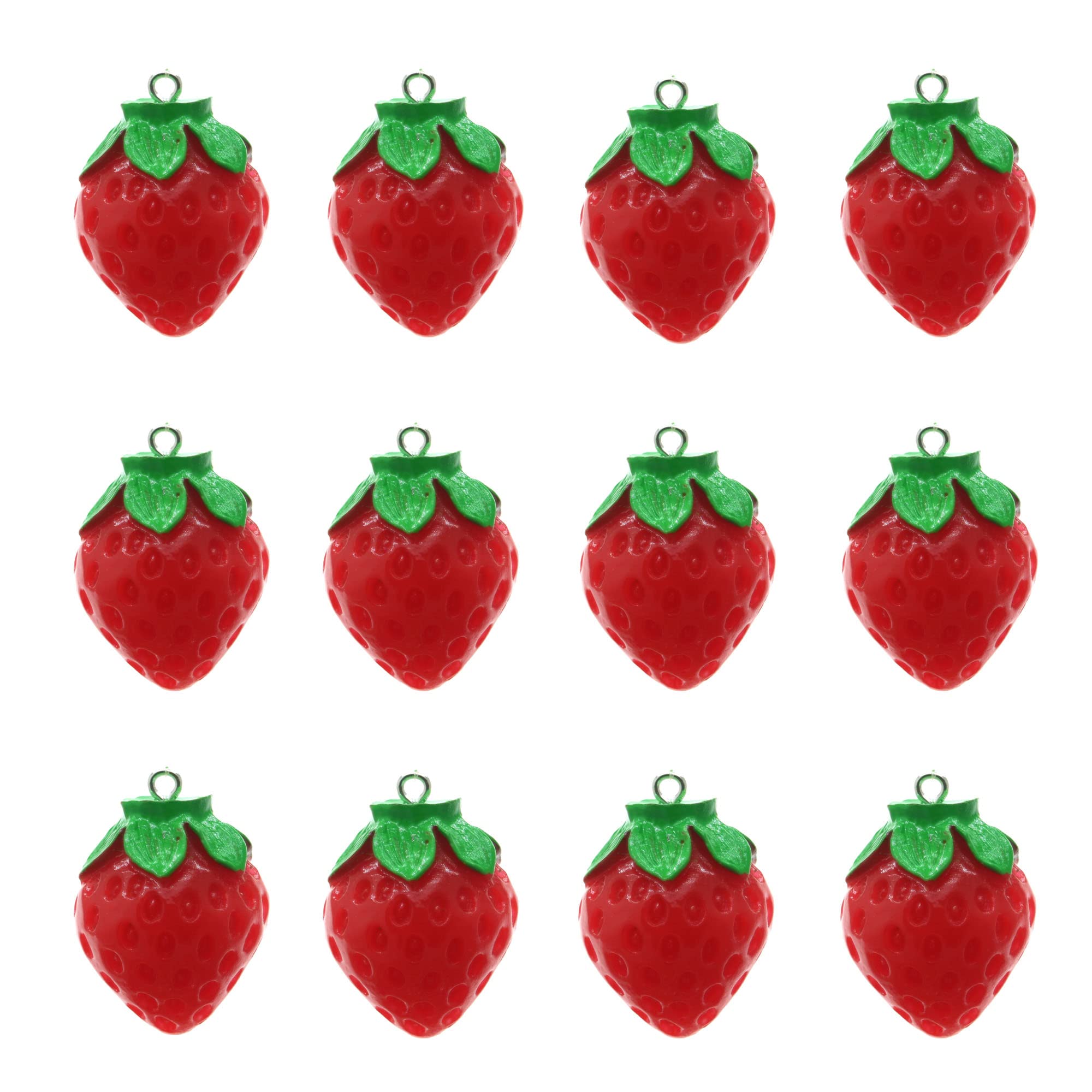 MANLOUFUSHI Strawberry Charms, 10pcs Fruit Pendants Resin 3D Strawberry Charms Big Imitation Food Charms 31*22MM, Resin, No Gemstone