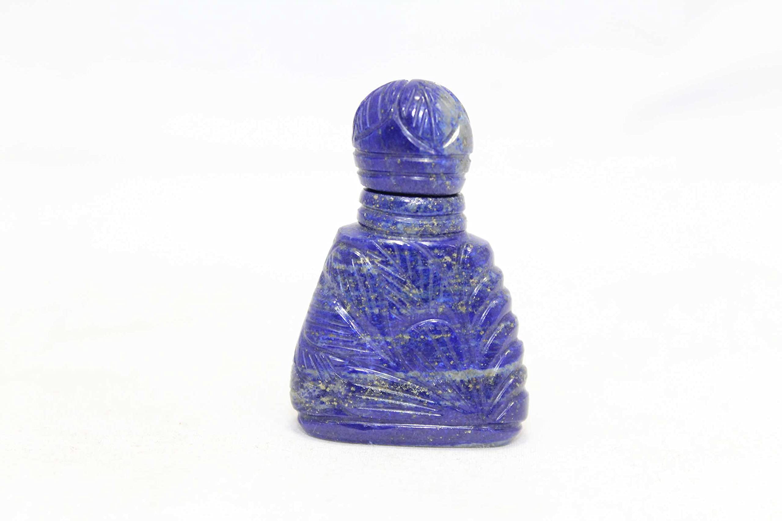 Rajasthan Gems Handmade Perfume Bottle Natural Blue Lapis Lazuli Stone Hand Engrave LP11-image-16