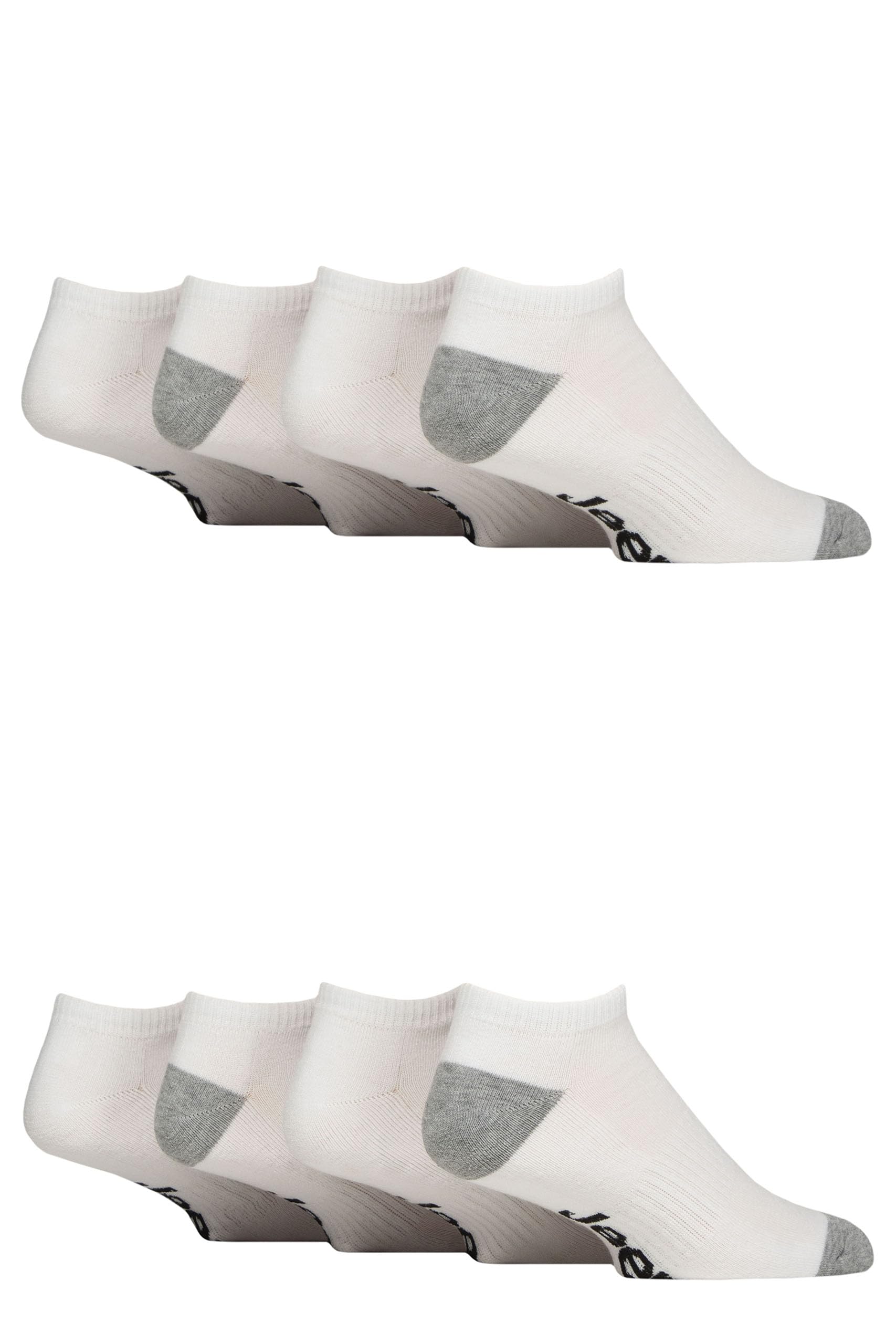 Jeep Men's White Trainer Socks Low Cut Liners, Cushioned, Arch Support, Sport & Leisure, Gym, Fitness 6-11 - 8 Pair Multipack