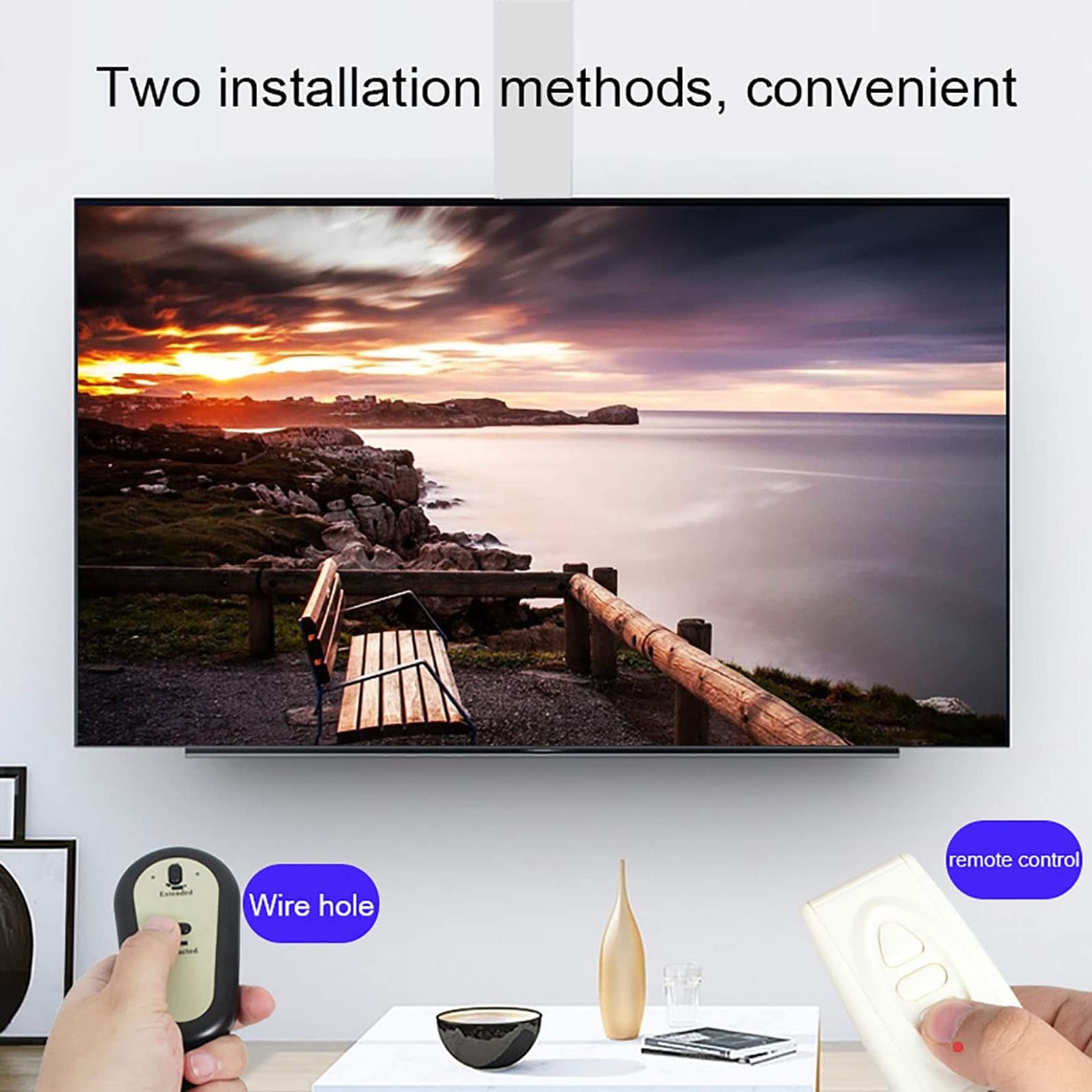 Staffa di montaggio per TV a soffitto regolabile, con regolazione della distanza sinistra e destra, telecomando e doppio interruttore di controllo motorizzato per TV da 32 a 70 pollici