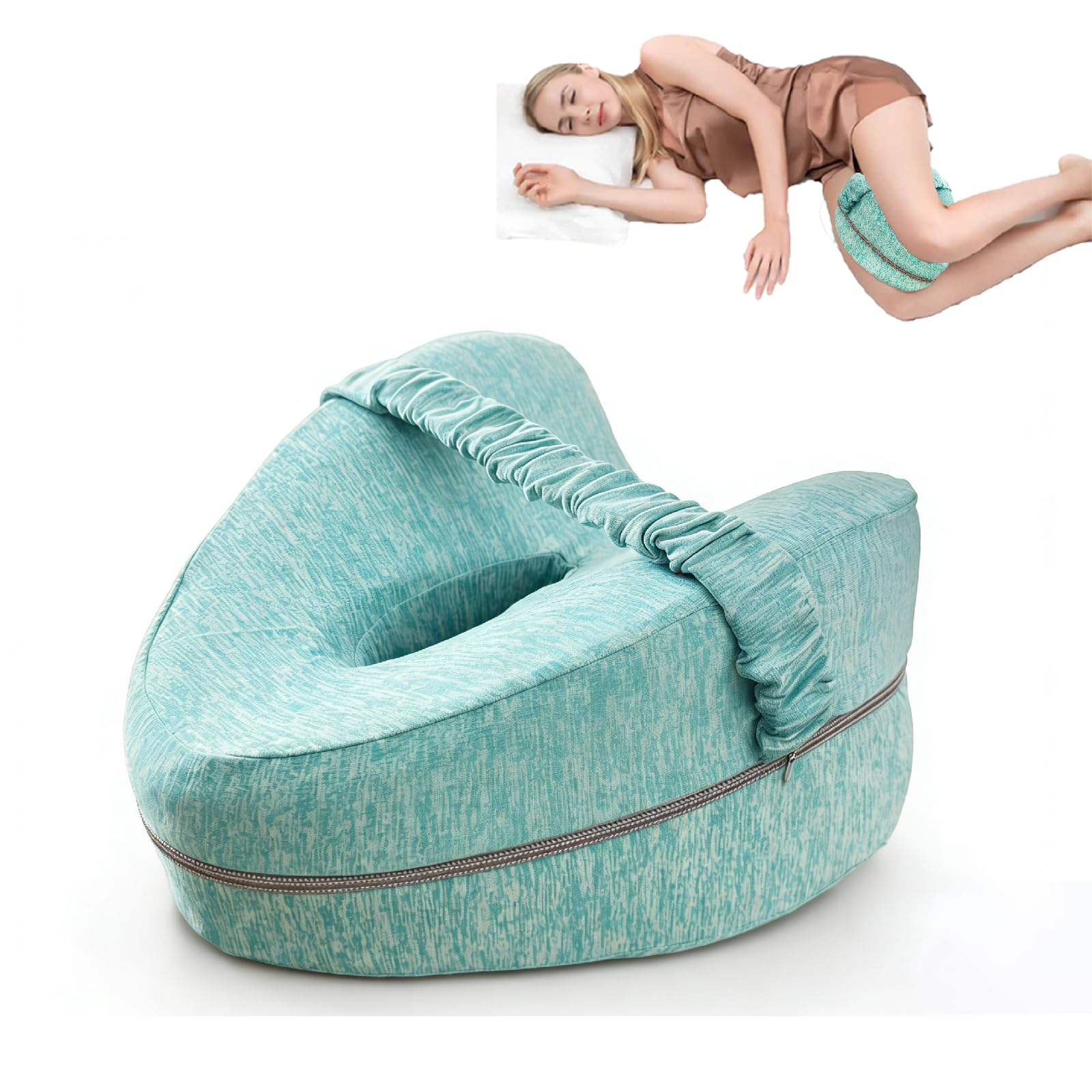 KIENG Knee Pillow for Sleeping On Side,Leg Pillow,Memory Foam Wedge Pillows Support Cushion with Removable,Pain Relief for Lower Back Sciatica Hip Joints (Turquoise)