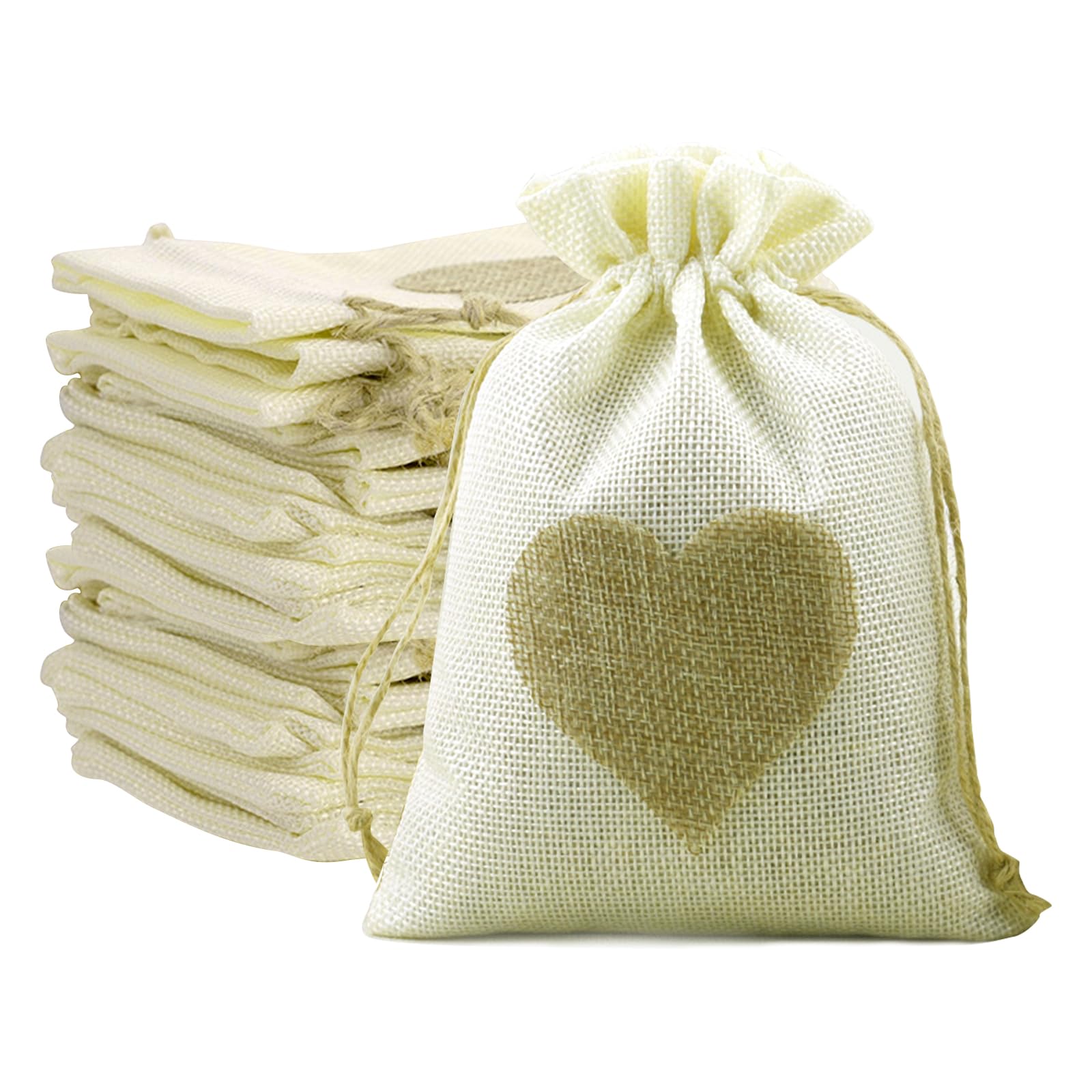 dogmoon Jute Bags with Drawstring, 20PCS Linen Burlap Bag, 15x20cm Hessian Gift Bags, Linen Burlap Bag, Resusable Sack Gift Bags with DIY Tags＆10m Rope for Wedding Party DIY Craft