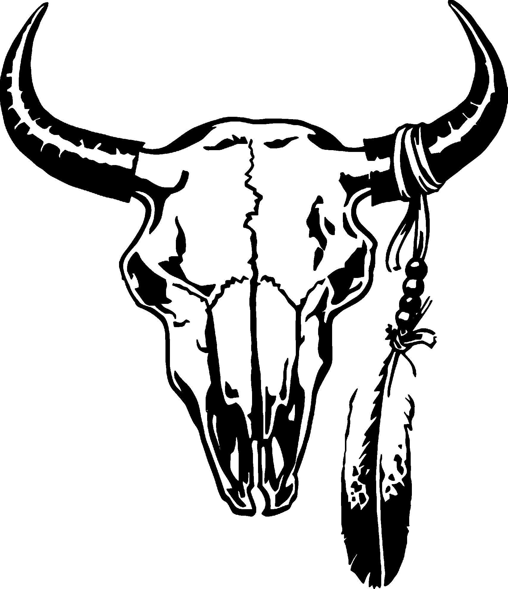 Tribal Steer with Feather 12" X `11"