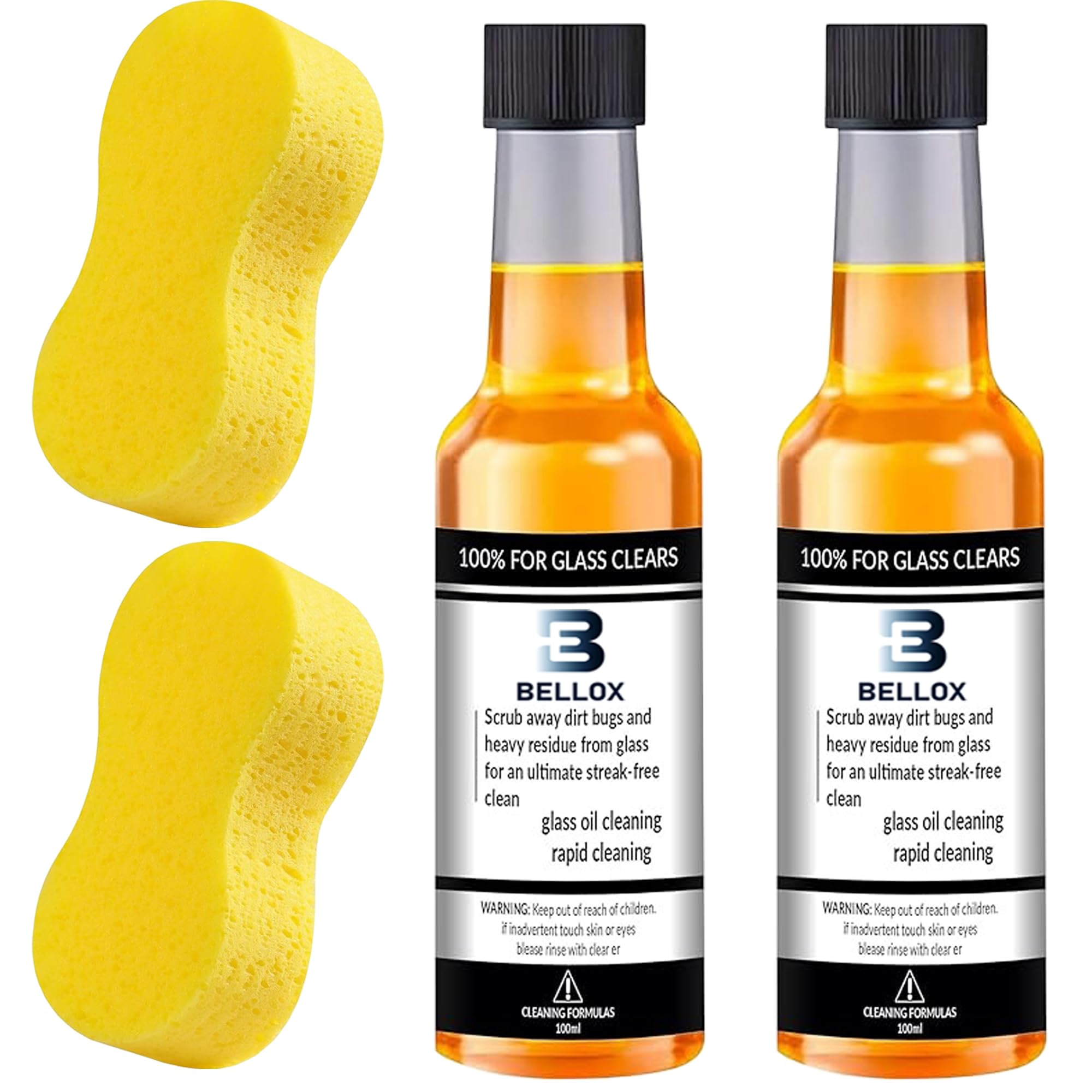 BELLOX Car Windshield Glass Cleaner With Sponge | Oil Film And Water Spot Remover for Glass Surfaces | Glass Cleaner for Home and Auto Windows Cleaning, 100ml (PACK OF 2) (B0DGLD8FVW) Amazon Price History, Amazon Price Tracker