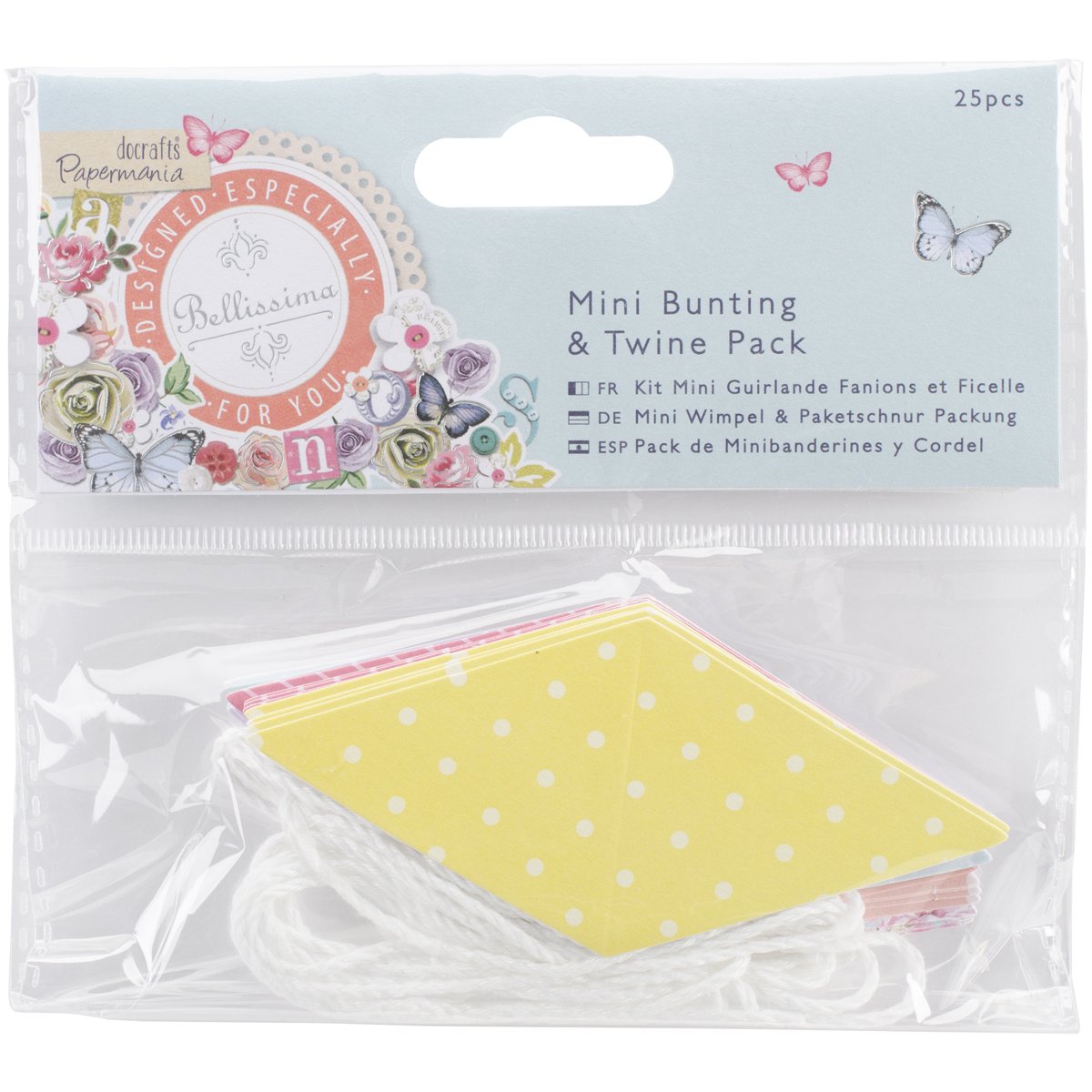 Docrafts Multicolor Papermania Bellissima Mini Bunting With Twine