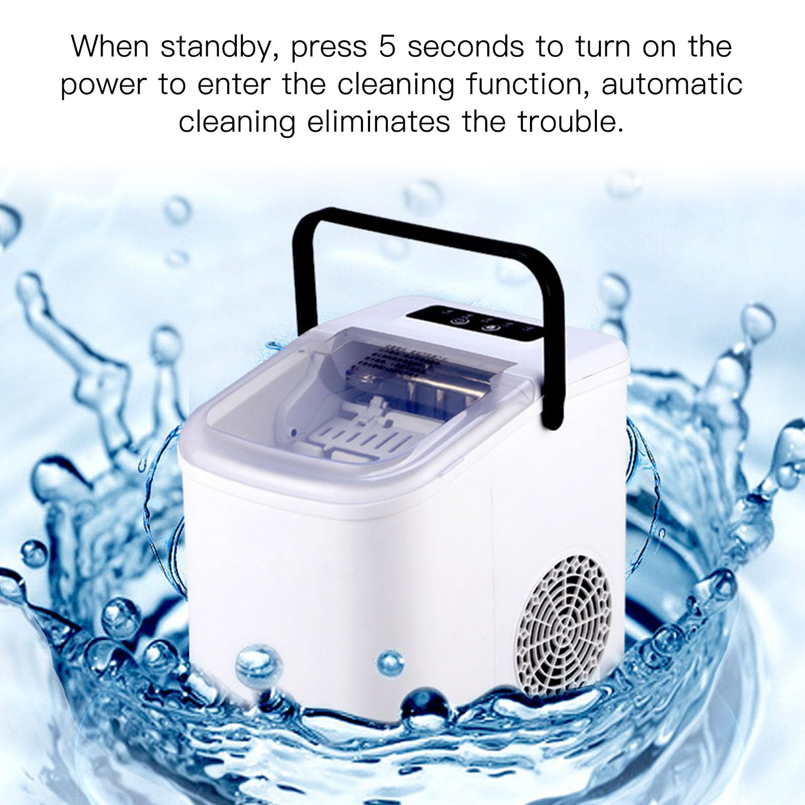 Naroote Macchina per il Ghiaccio Portatile da Banco con Maniglia, 9 Cubetti di Ghiaccio Pronti in 6 Minuti, 12 Kg in 24 Ore e Serbatoio da 2,3 Qt per Casa, Ristoranti, Caffetterie (Spina UE da 220 V