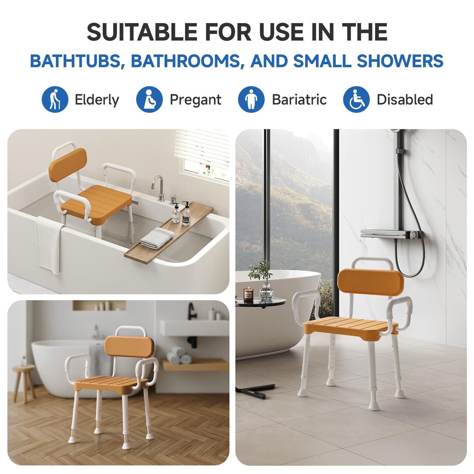 Loyoda Sedia da bagno/doccia in alluminio, leggera, sicura con portata di 150 kg e traspirante