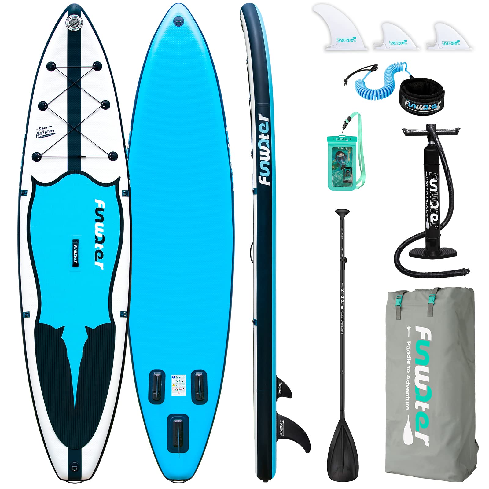 FunWaterInflatable Stand Up Paddle Board,3 Year Warranty,SUP Paddleboards with Full Set of Accessories,Suitable for Surf Fishing Yoga
