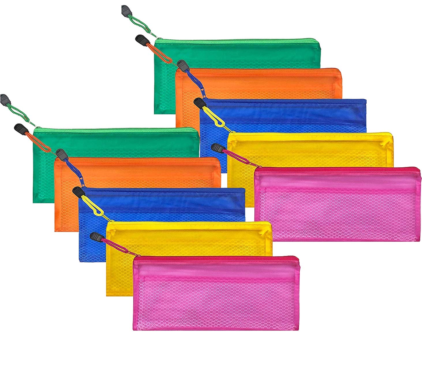 DAHSHA Nylon Mesh Zippered Pencil Pen Stationary Case Travel Document Holder Bag Cosmetics Pouch (Colour May Vary, 23.5Cm X 11Cm) Pack Of 10 (B08TWY263X) Amazon Price History, Amazon Price Tracker