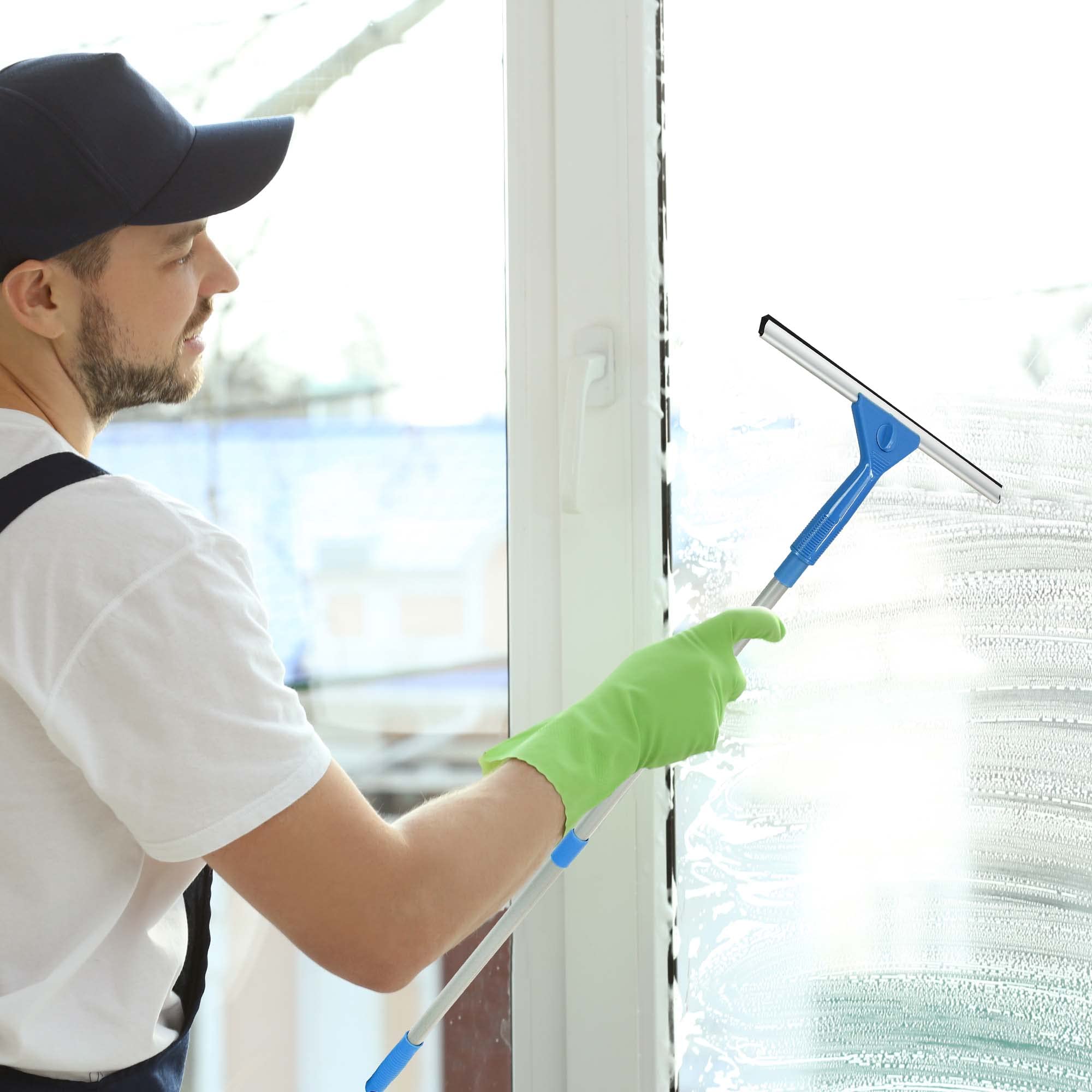 Albert Austin Black Extendable Window Cleaning Kit | Telescopic Handle | Soft Wide Mops | Rubber Squeegee | Window Cleaning Equipment | Shower Squeegee | Mirror Cleaner