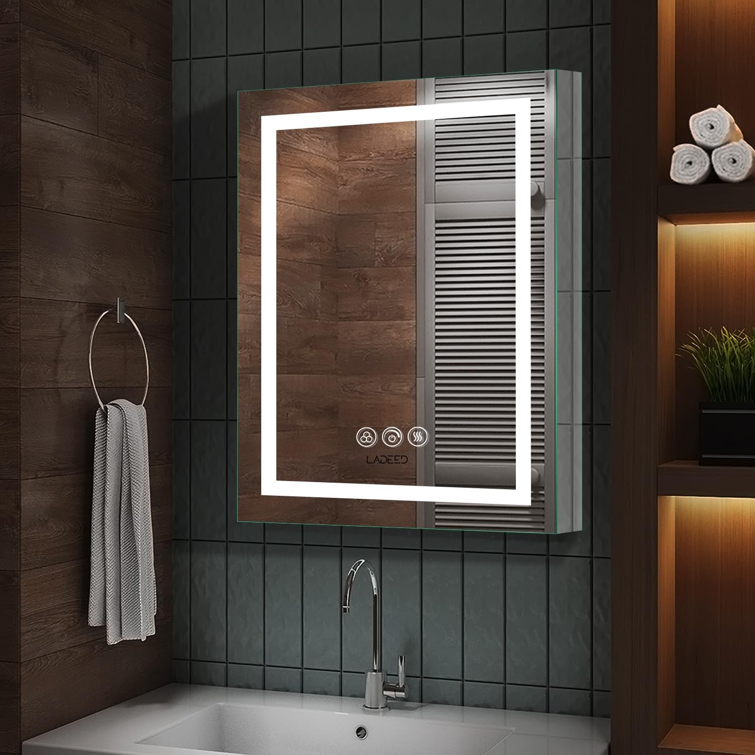 Amazon.com: FCH Bathroom Medicine Cabinet with Dimmable LED Mirror, 20 ...