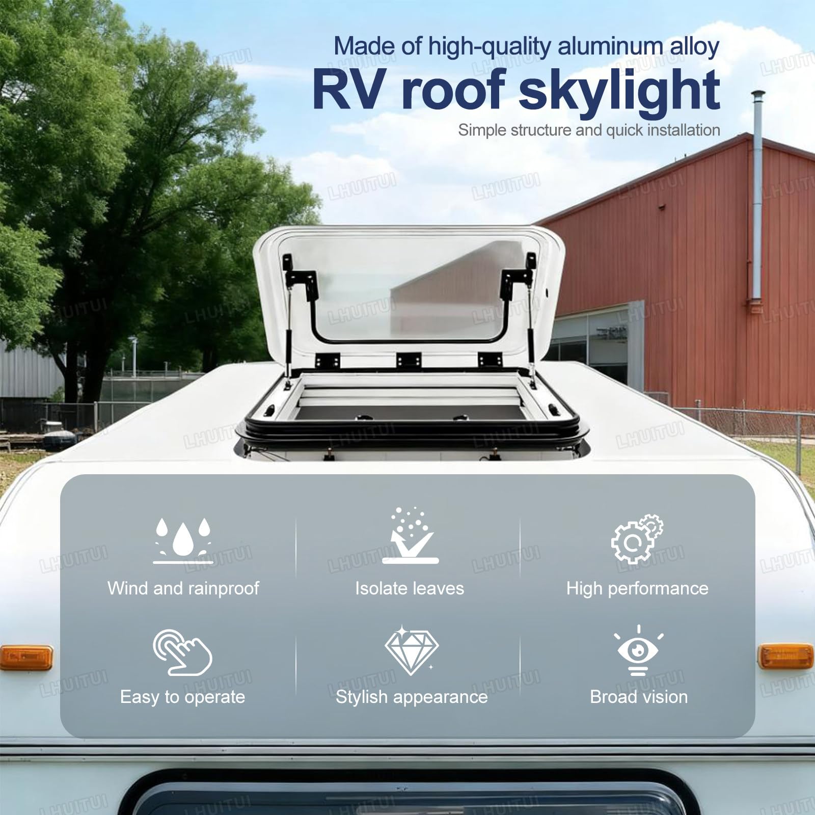 Kit oblò Camper con LED, Oscurante e zanzariera 700 * 500mm | Adatto a camper, caravan, rimorchi e van convertiti; si consiglia l’installazione professionale