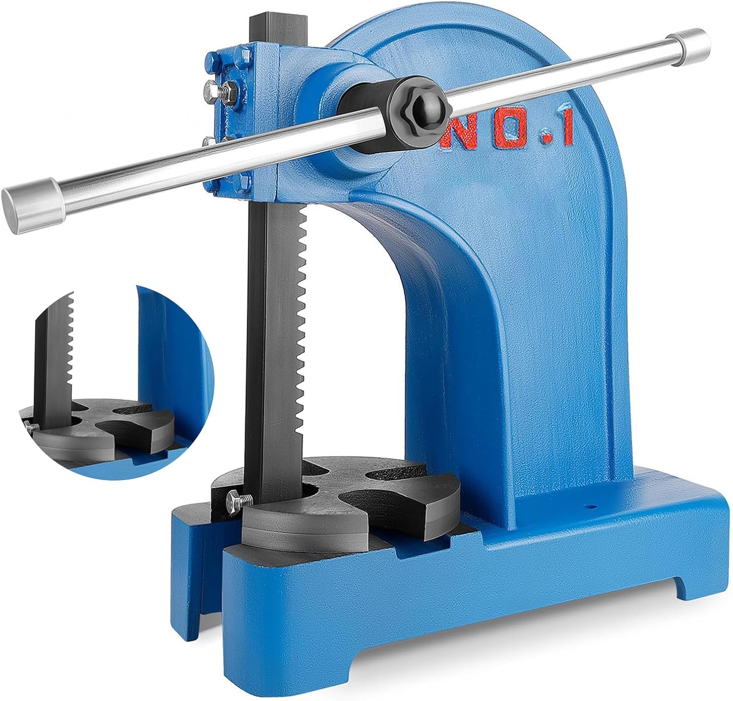 Arbor Press‌ 1 Ton, ‌Manual Arbor Presses‌ With 5.5" Maximum Heigh, Blue Cast Iron ‌Manual Desktop Arbor Press‌, Removable Machined Steel Anvil for Stamping/Bending (Blue-1T)