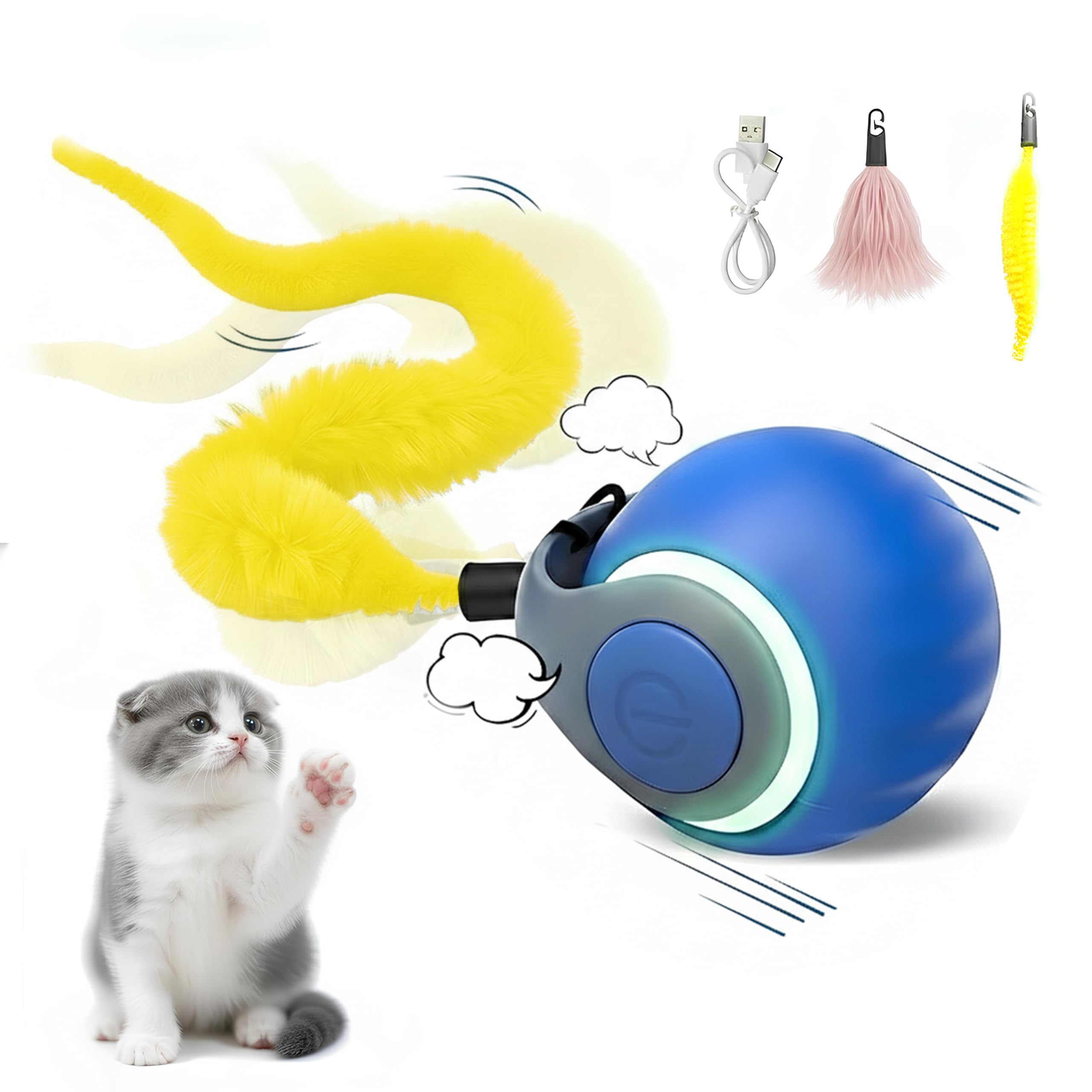 Juguete interactivo para gatos, juguetes interactivos para perros, juguete automático para gatos, recargable por USB, adecuado para interiores y exteriores, juguete para perros en movimiento