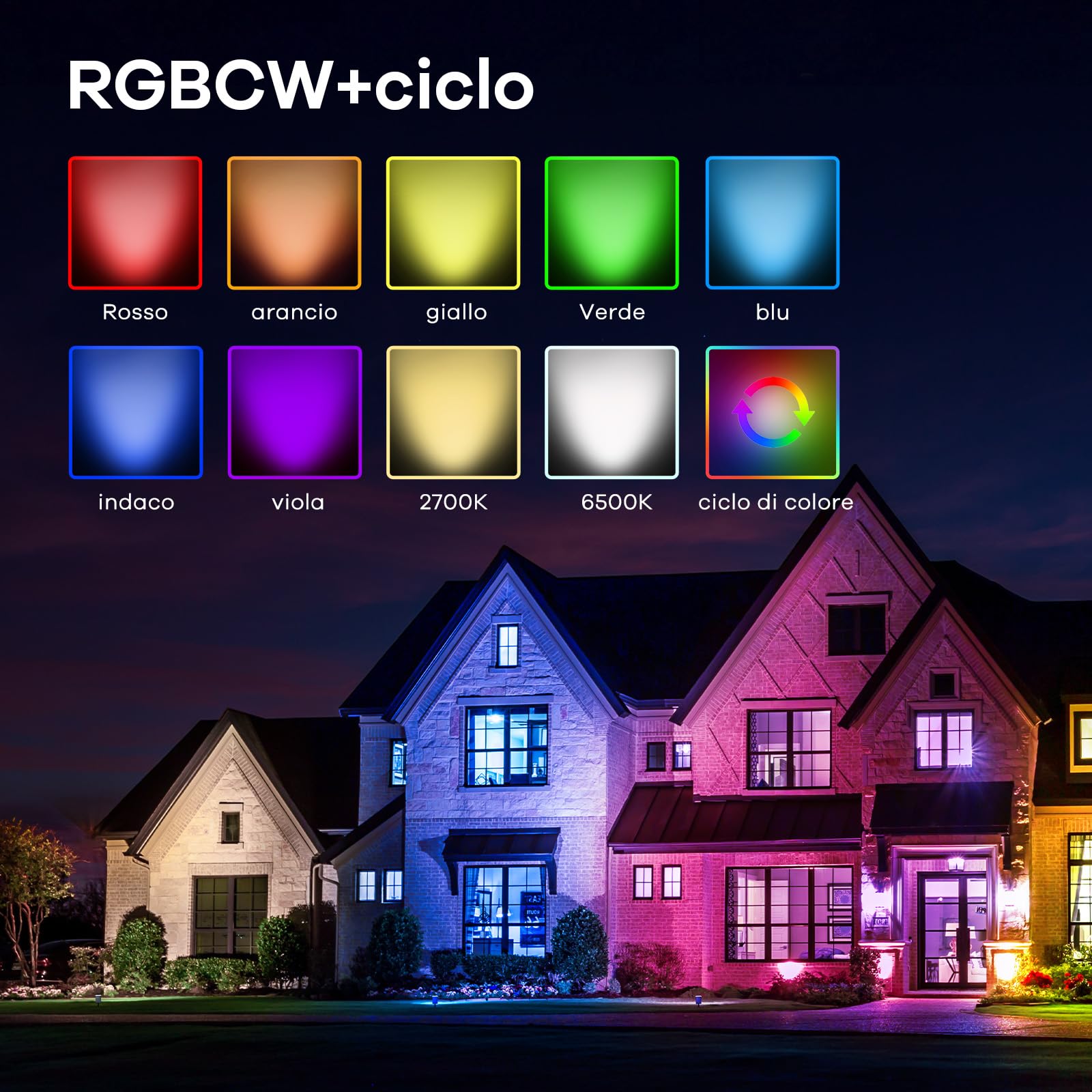 Linkind StarRay Luci Solari Esterno Giardino RGB, 22 LED Faretti Solari Colorate Decorative, 800LM Lampade Solari da Giardino Impermeabile IP65 per Cortile Prato Piscina, 4 Pezzi