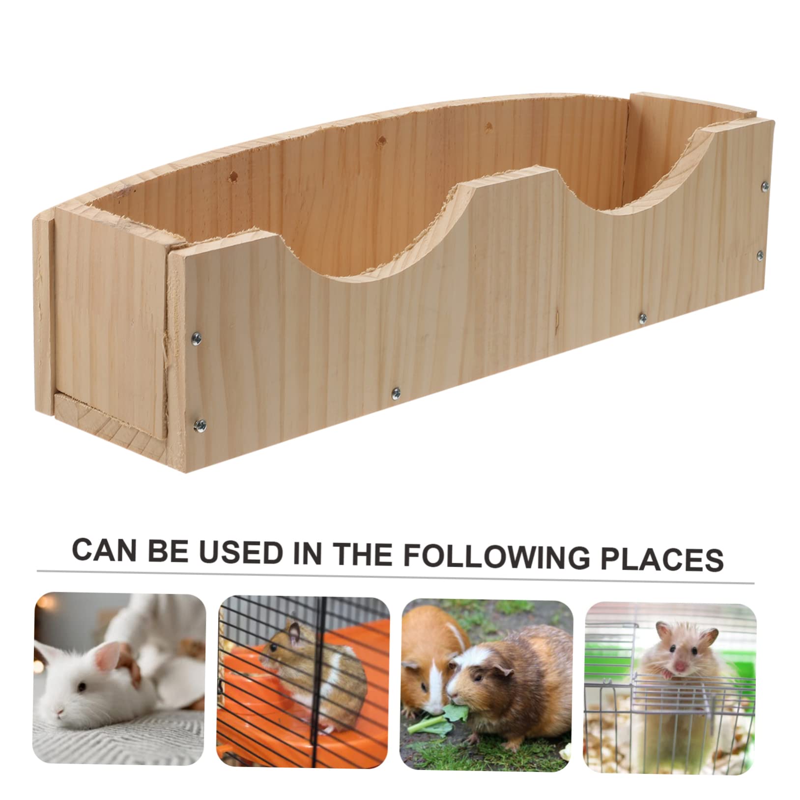 VANZACK Großer Futterautomat mit Fixator zum Aufhängen für Hamster und Meerschweinchen Einfach zu Essen Holz Kaninchenbehälter für Stall und Außenbereich