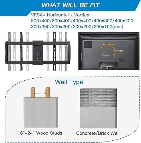 Miniatura 2 de PERLESMITH Soporte de pared para TV de brazo largo para televisores de 42 a 90 pulgadas, soporte de TV de movimiento completo con brazo articulado