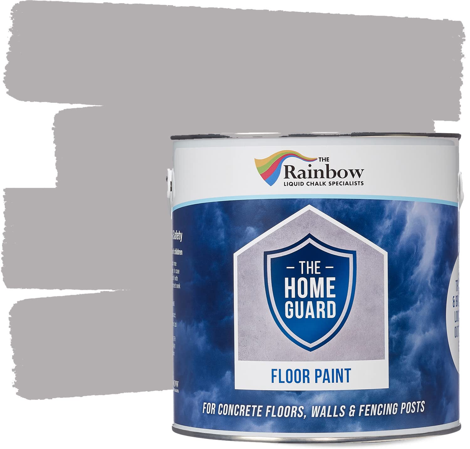 RAINBOW CHALK MARKERS Floor Paint - 2.5L Light Grey | Heavy Duty & Hard Wearing, Water-Based Indoor & Outdoor Floor Paint | Non-Slip Satin Finish Garage, Warehouse, Concrete, Stone & Patio Floors