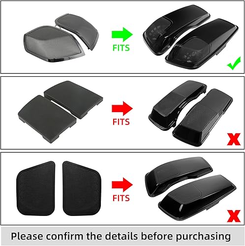 Miniatura 2 de TCMT Parrillas de altavoz con tapa de alforja de 5 x 7 pulgadas para Harley 2014-2024 Touring Electra Road Street Glide CVO Road King Ultra Limited