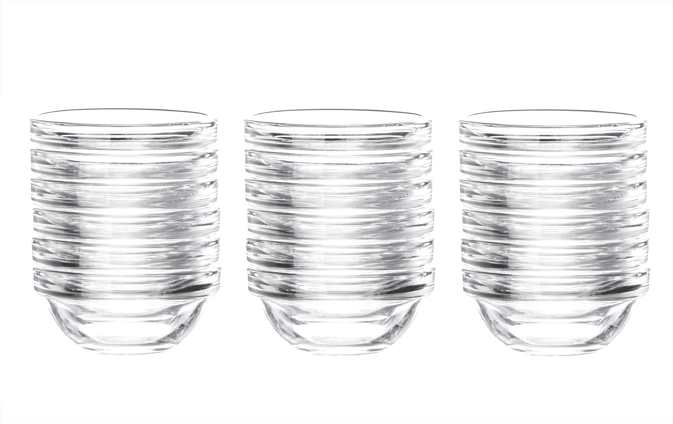 BigDean 18x Dipschalen Ø 6 cm aus gehärtetem Glas 30ml - Für Dip, Marmelade, Konfitüre - Stapelbar - Für Spülmaschine & Mikrowelle - Mini Soßen-Schalen für Tapas, Ketchup & Buffet