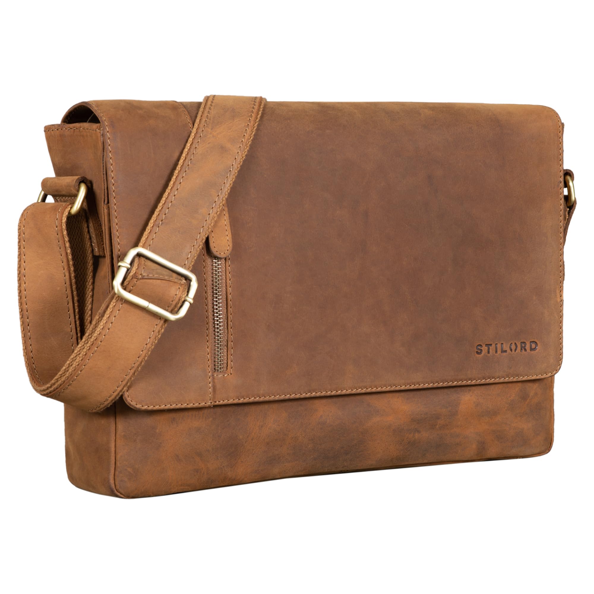STILORD "Davis" Borsa Messenger in Pelle 13 Pollici | Borsa Vintage per Laptop | Borsa a Tracolla per Università, Ufficio, Libri | Vera Pelle Colore:marrone - moscato