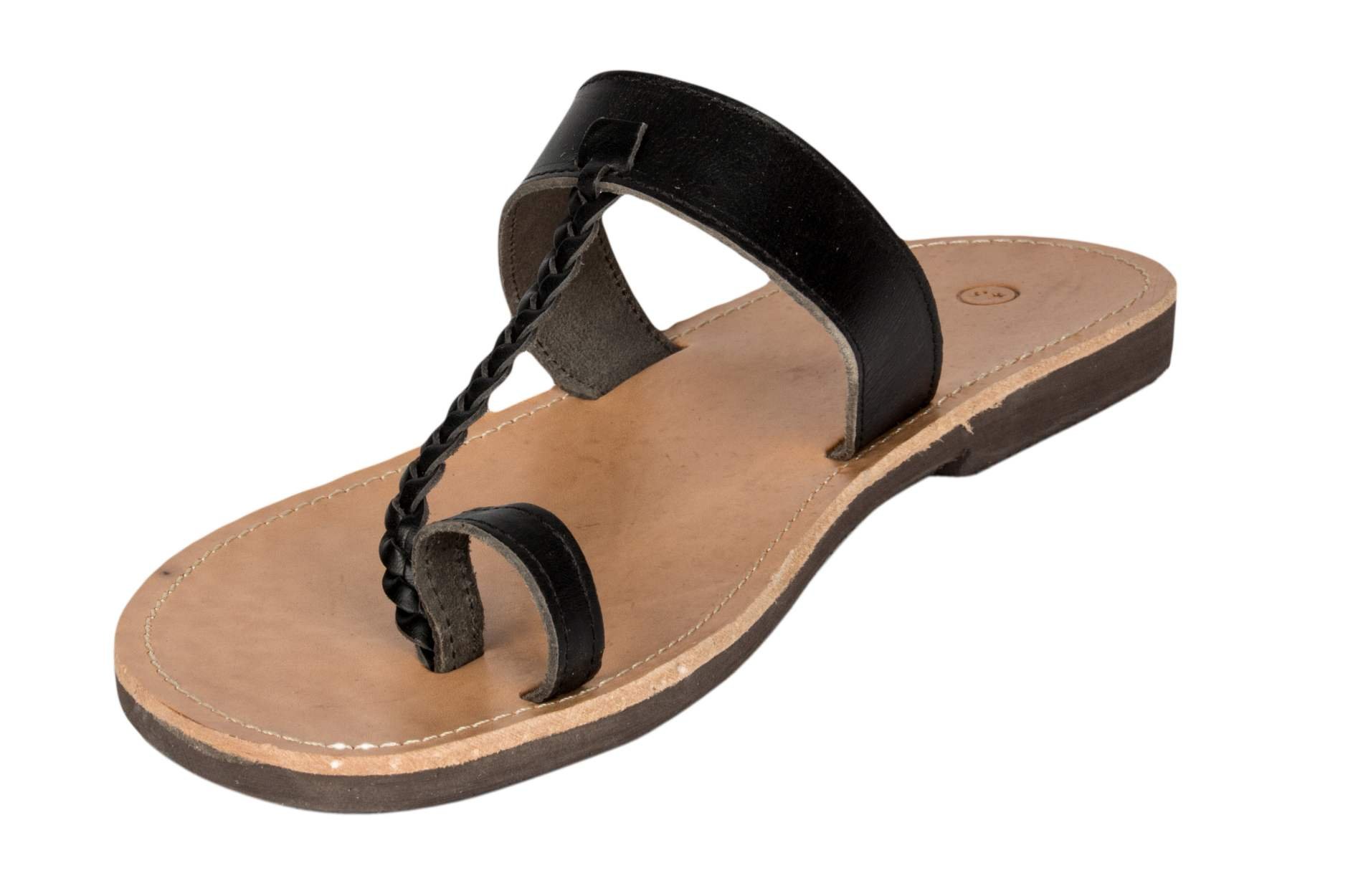 Ciffre Damen und Herren Echt Leder Sandale Sandalette mit Zehen Riemen Braun Schwarz Beige 36-47