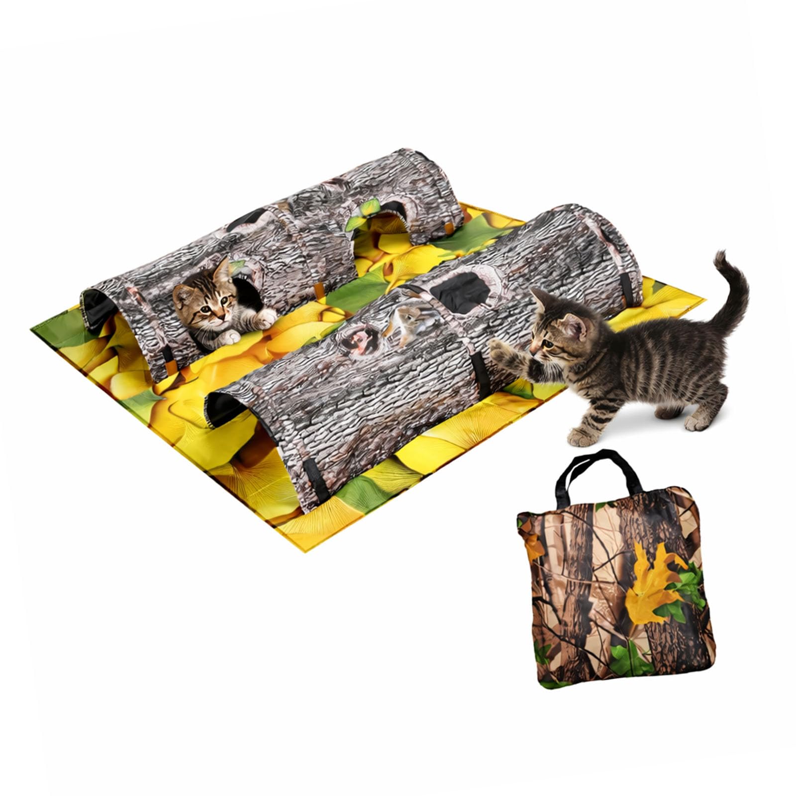 Tapis tunnel naturel lavable en machine pour lapin et chat
