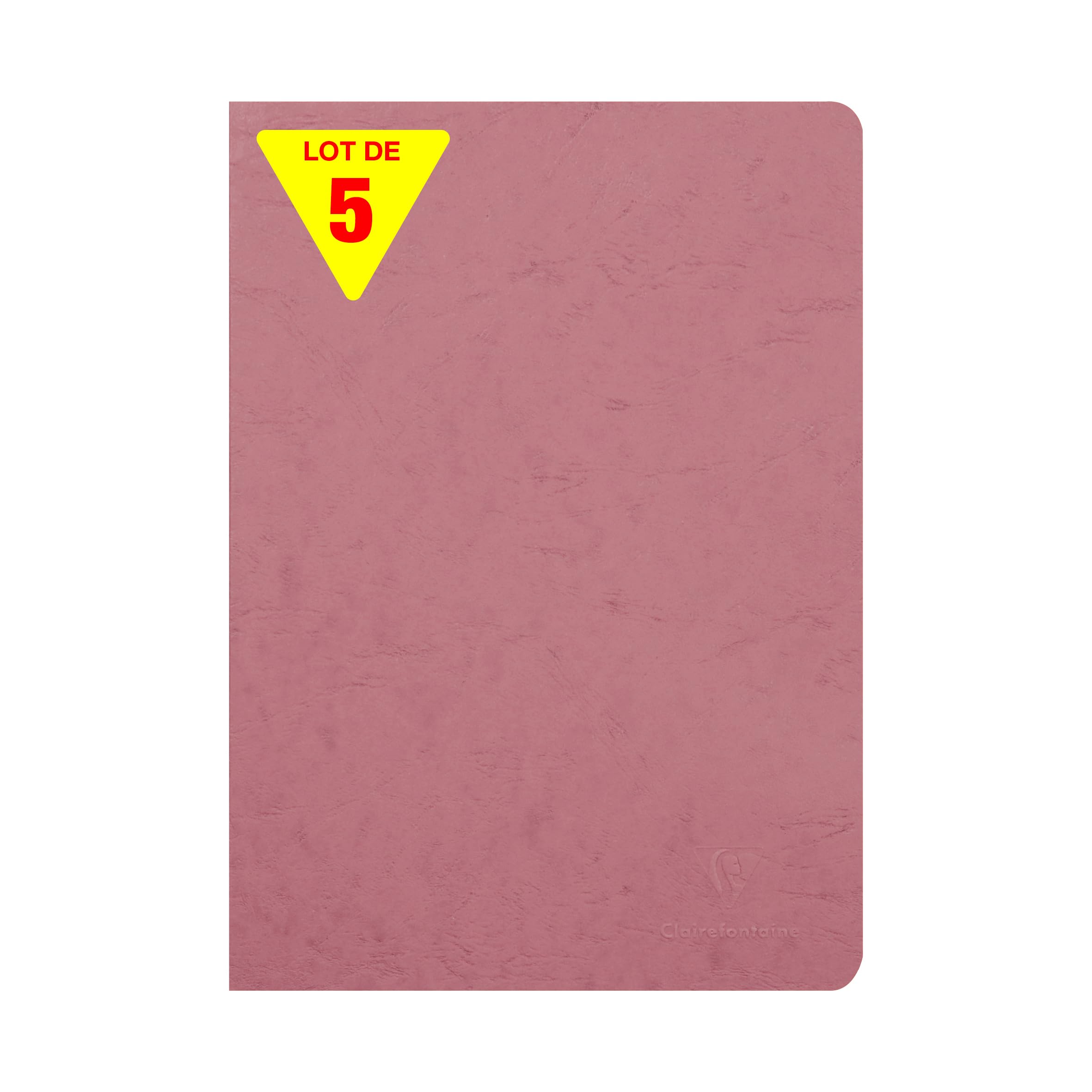 Clairefontaine 733066CPack Age Bag Collection Set of 5 Antique Pink Stapled Notebooks A4 21x29.7cm 96 Margined Lined Pages - 90g White Paper Leather Card Cover