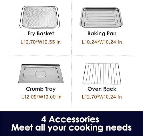 Miniatura 8 de AUMATE Kitchen in the box - Combo de horno tostador y freidora de aire, horno de convección de encimera, freidora de aire, horno de pizza con