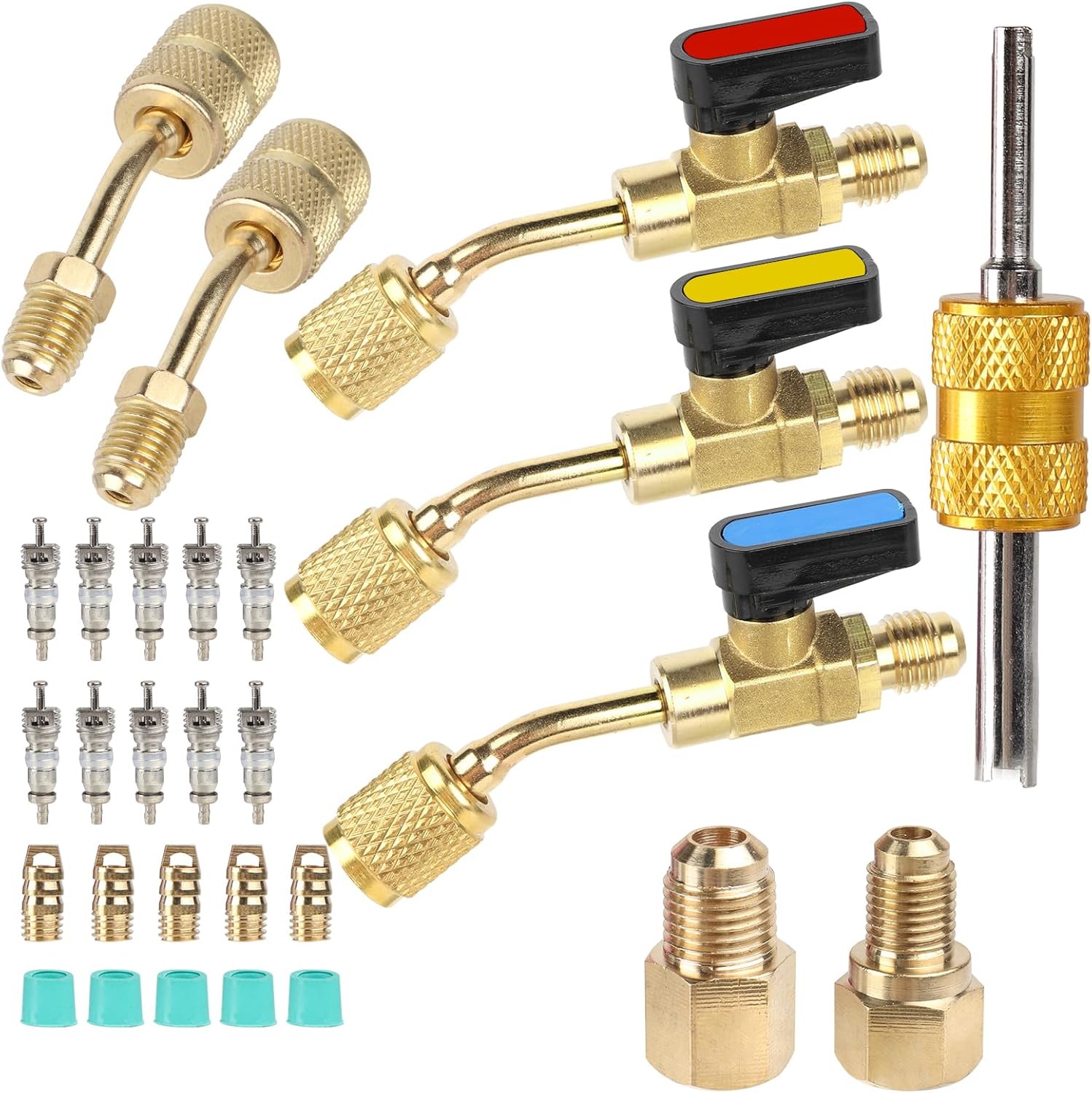 Adaptador R22 Con Válvula De Bola, Enchufe SAE De 1/4 Pulgadas, Válvula De Carga Ajustable