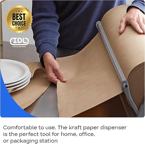 Miniatura 6 de IDL Packaging Dispensador y cortador de rollos de papel kraft de 36 pulgadas para rollos de hasta 36 pulgadas de ancho y 9 pulgadas de diámetro,