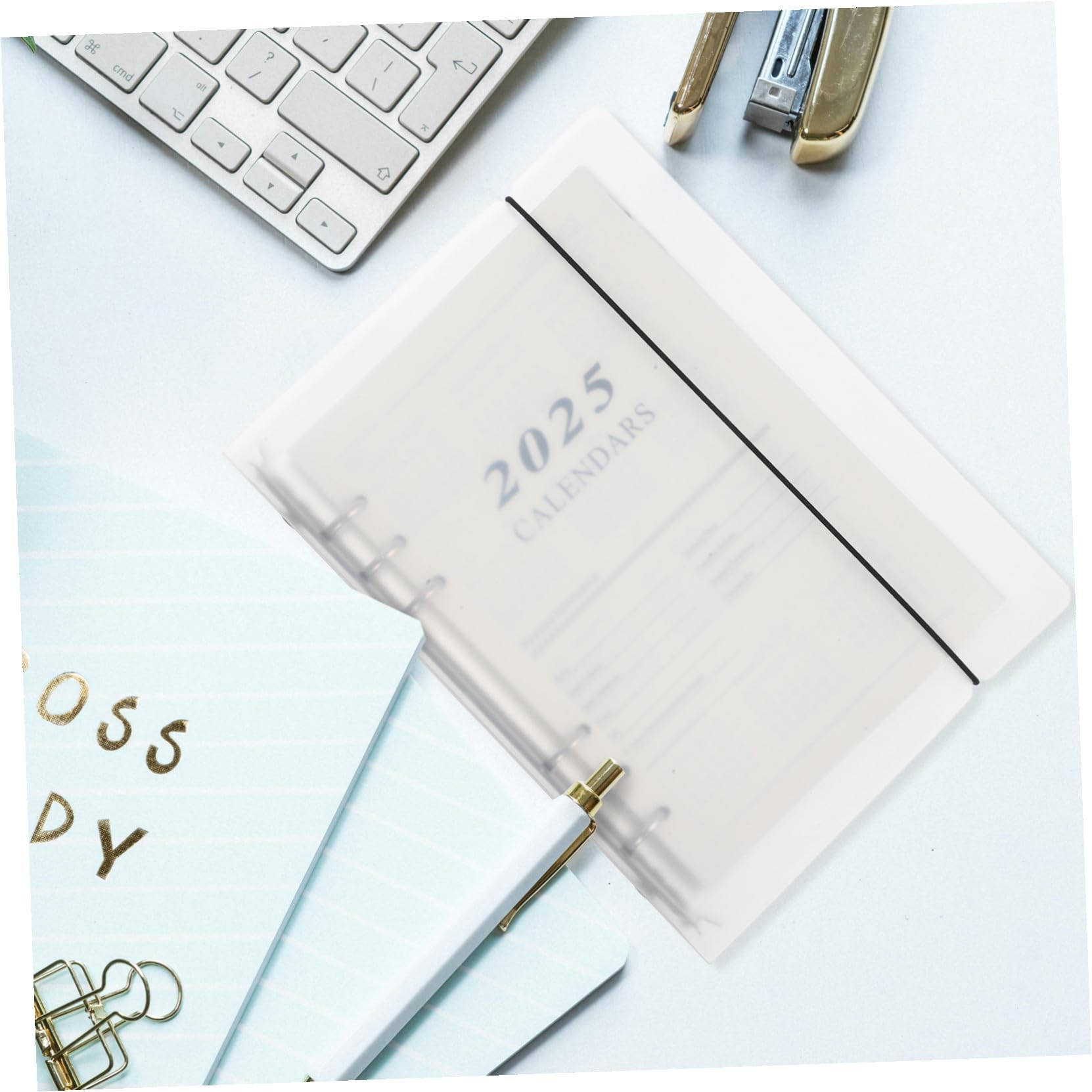 Planificador con Anillas Resistente para Oficina y Viajes Cuaderno Multiusos con Diseño Delicado Agenda Académica Portátil y Organizador Diario Transparente