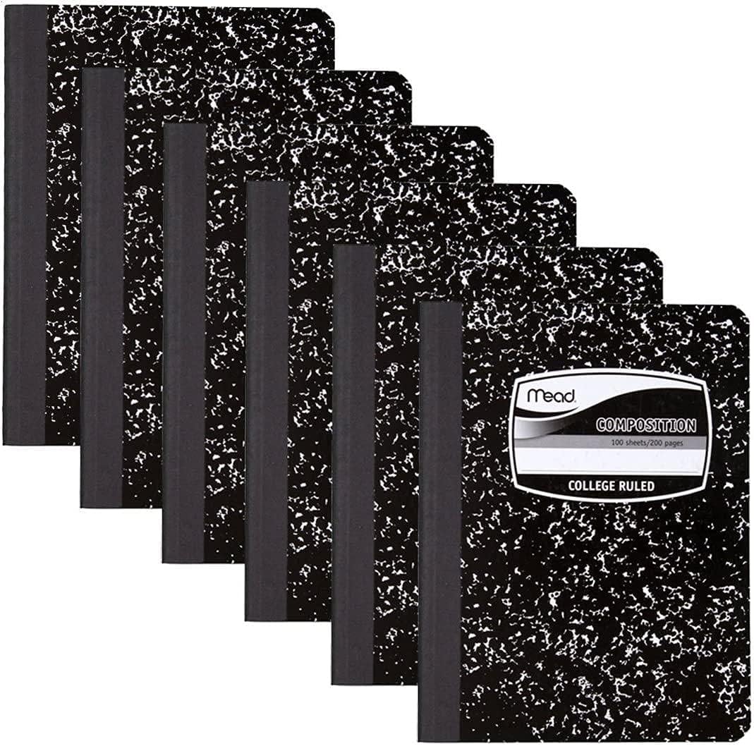 6 Pack-of Mead Square Deal Composition Book, 100-Count, College Ruled, Black Marble (09932) 6 Pack