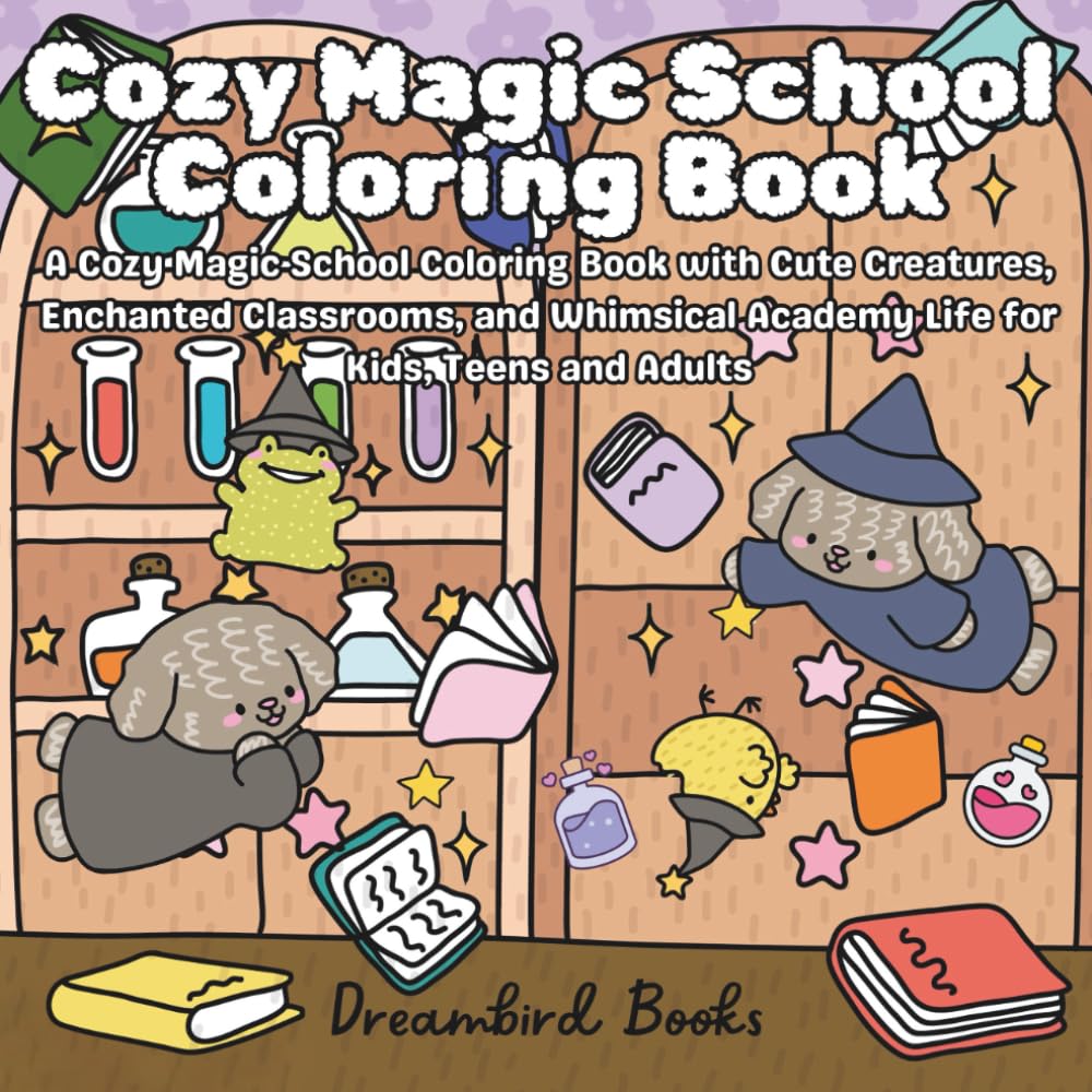 Cozy Magic School Coloring Book: A Cozy Magic School Coloring Book with Cute Creatures, Enchanted Classrooms, and Whimsical Academy Life for Kids, Teens and Adults (Dreambird Coloring Book Collection)