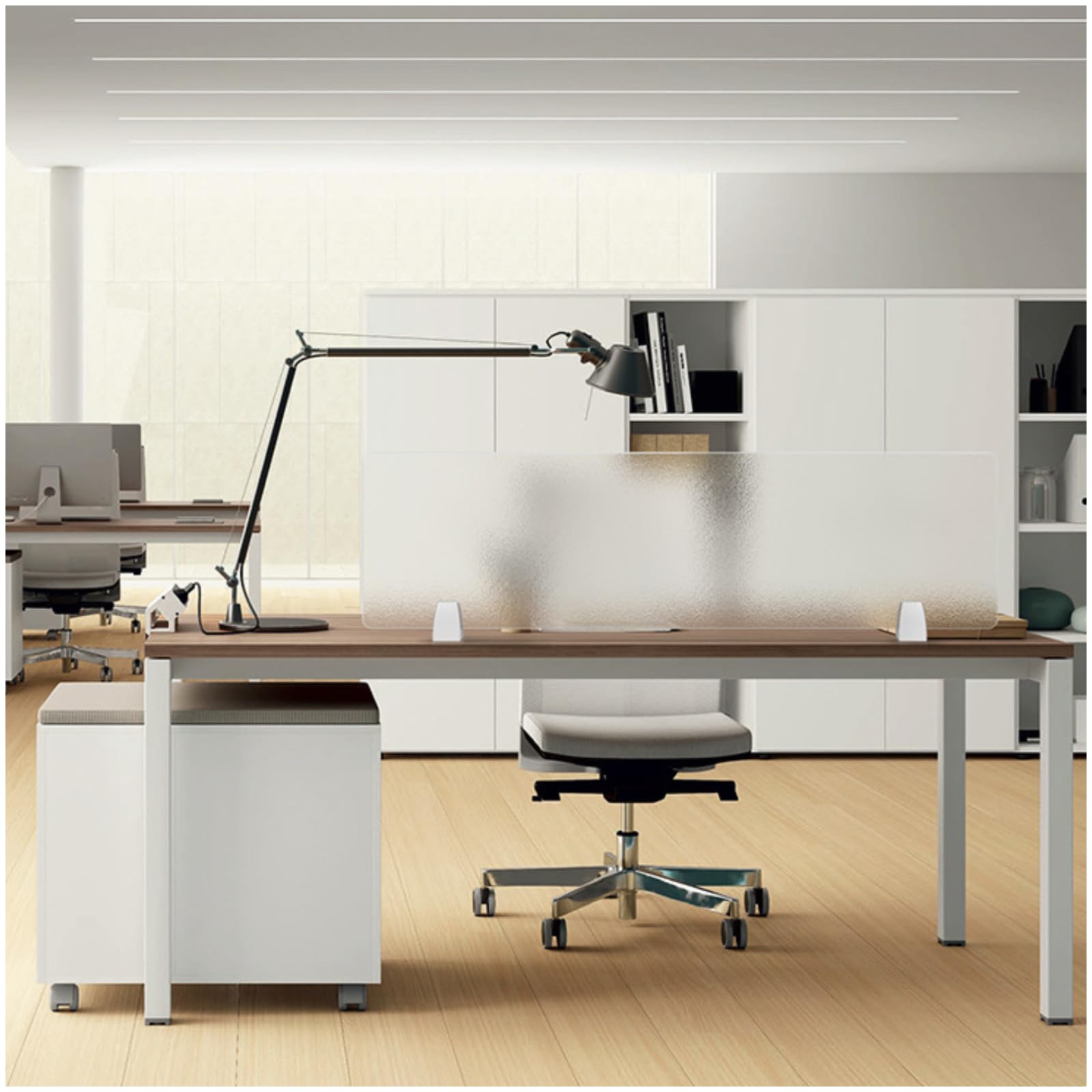 LWJSOCP Frosted Acrylic Clampon Desk Privacy Panel Table Barrier Shield for Office Classrooms Libraries 120x30cm (47x12In)