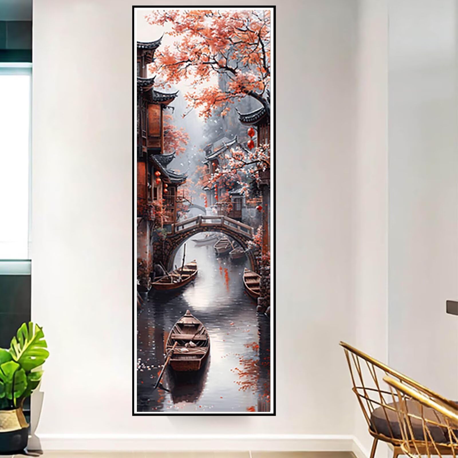 Diamond Painting Paysage Peinture Diamant Adulte, Peinture Diamant Japon Conception de Motifs 5D DIY Strass Point de Croix Cristal Painting Loisirs Créatifs, Decoration Murale 50x150cm -pg2504U4